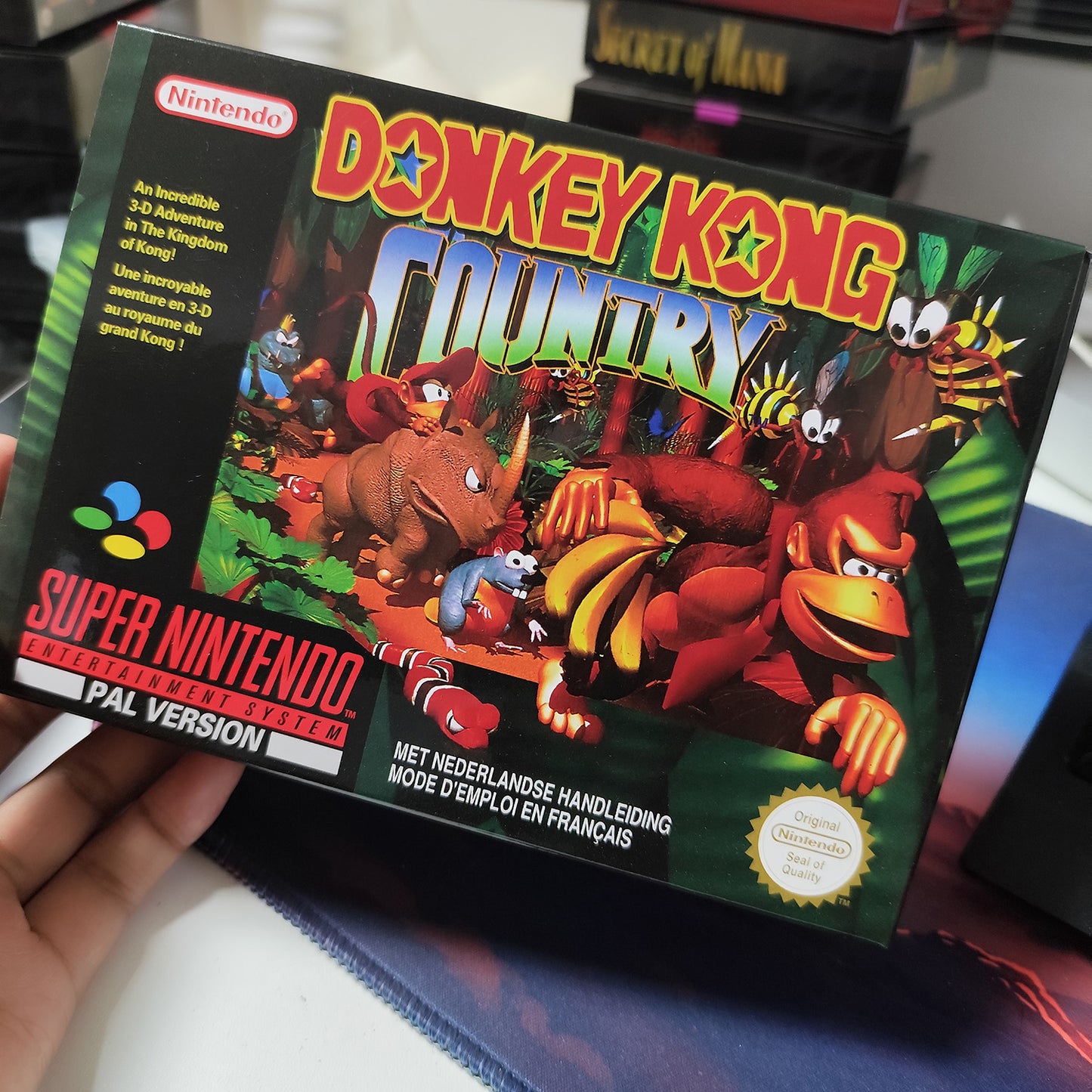 donkey kong country 1 EUR cartridge with tray box manual for SNES super nintendo entertainment system