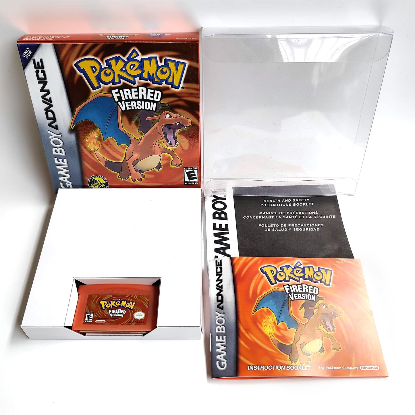 pokemon firered version cartridge with tray box manual for gba game boy advance