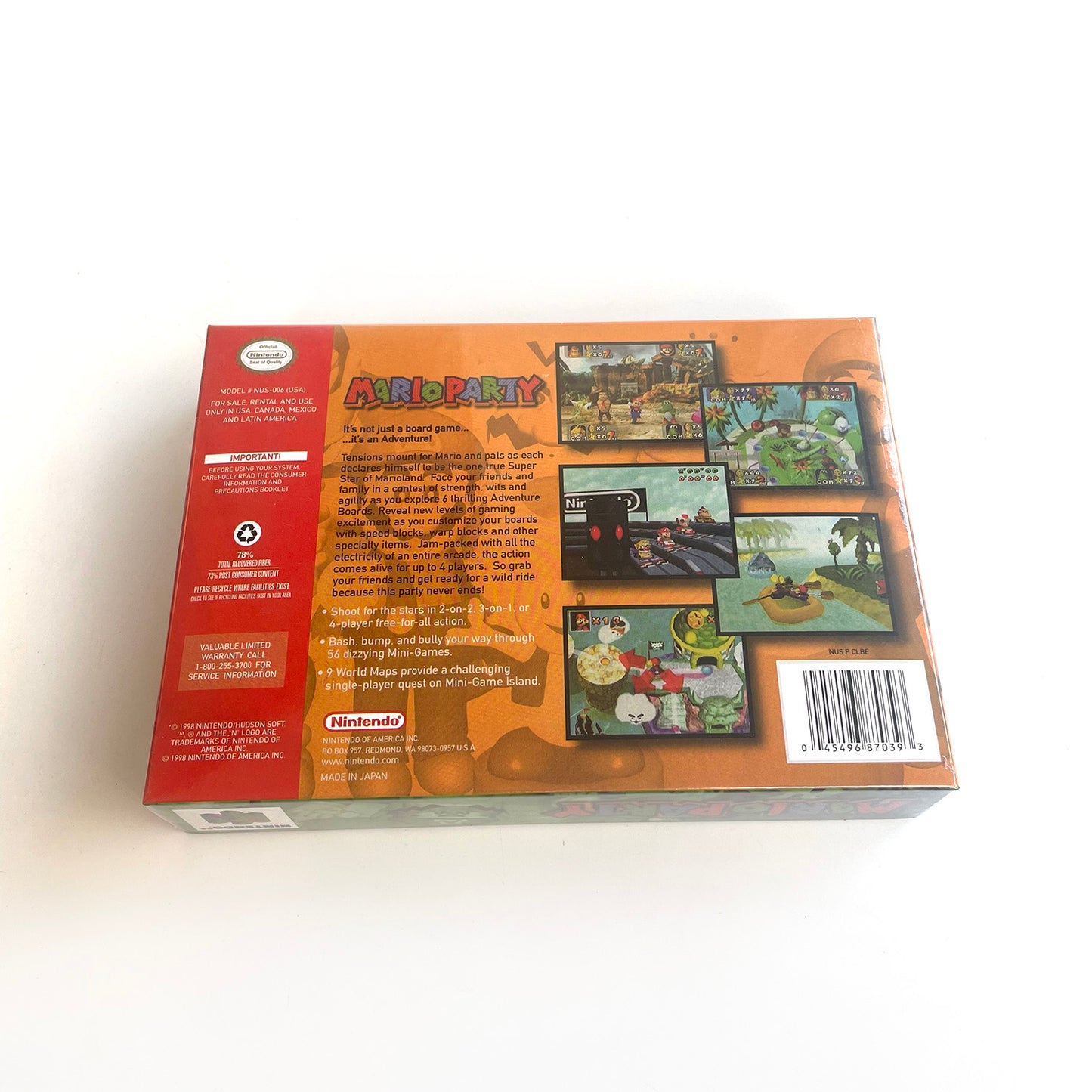Mario party 1 game cartridge with tray box for N64 Nintendo 64