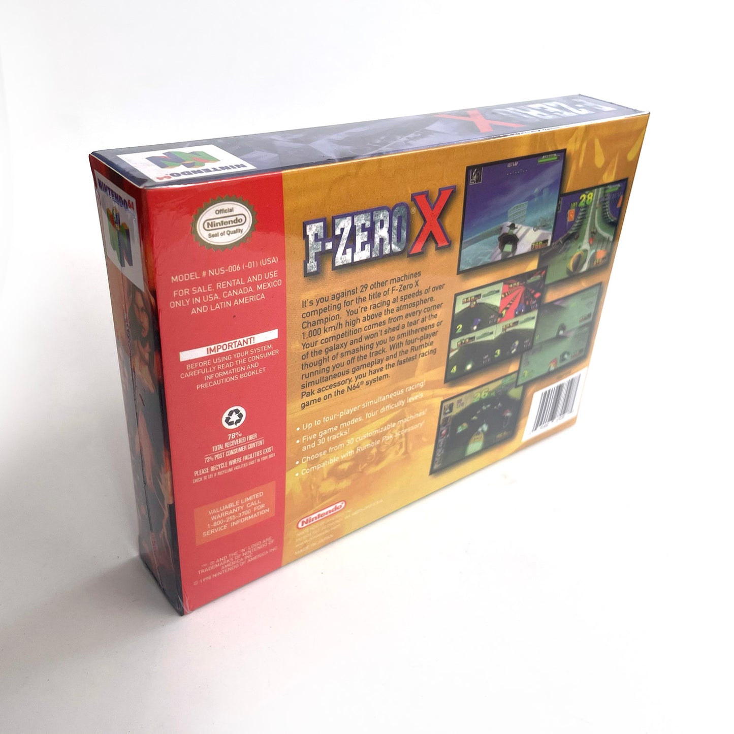 F-Zero X game cartridge with tray box for N64 Nintendo 64