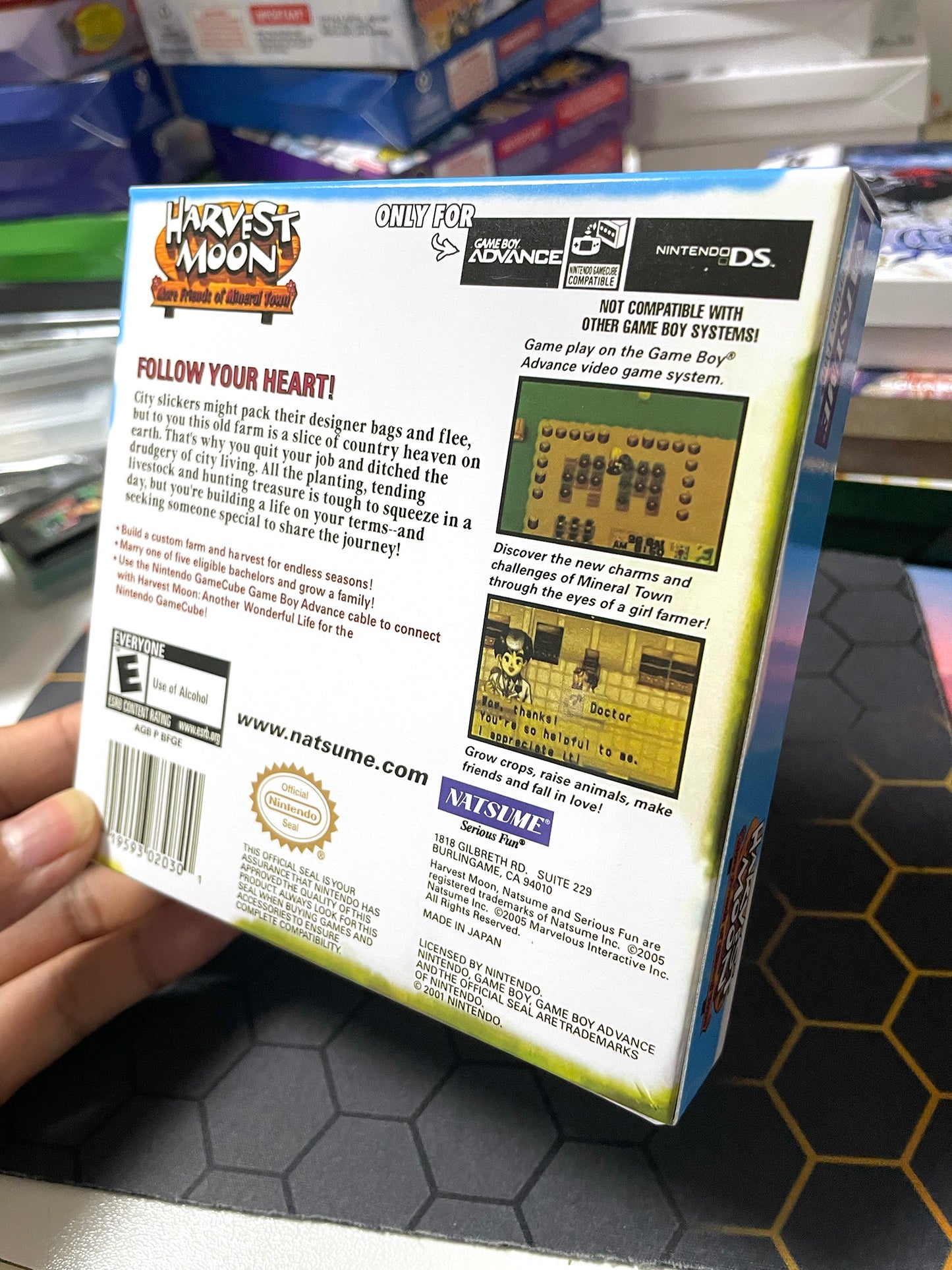 Harvest Moon More Friends of Mineral Town cartridge with tray box manual for gba game boy advance