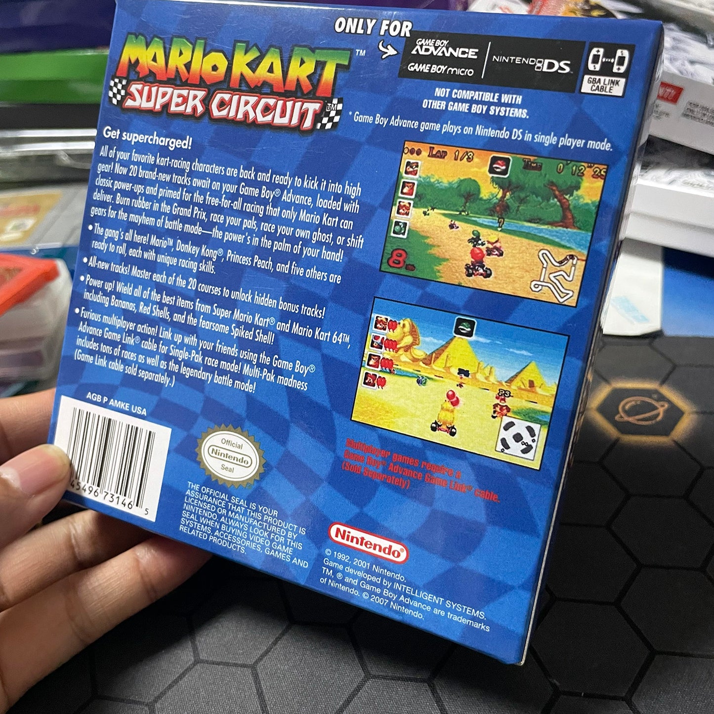 Mario Kart Super Circuit cartridge with tray box manual for gba game boy advance