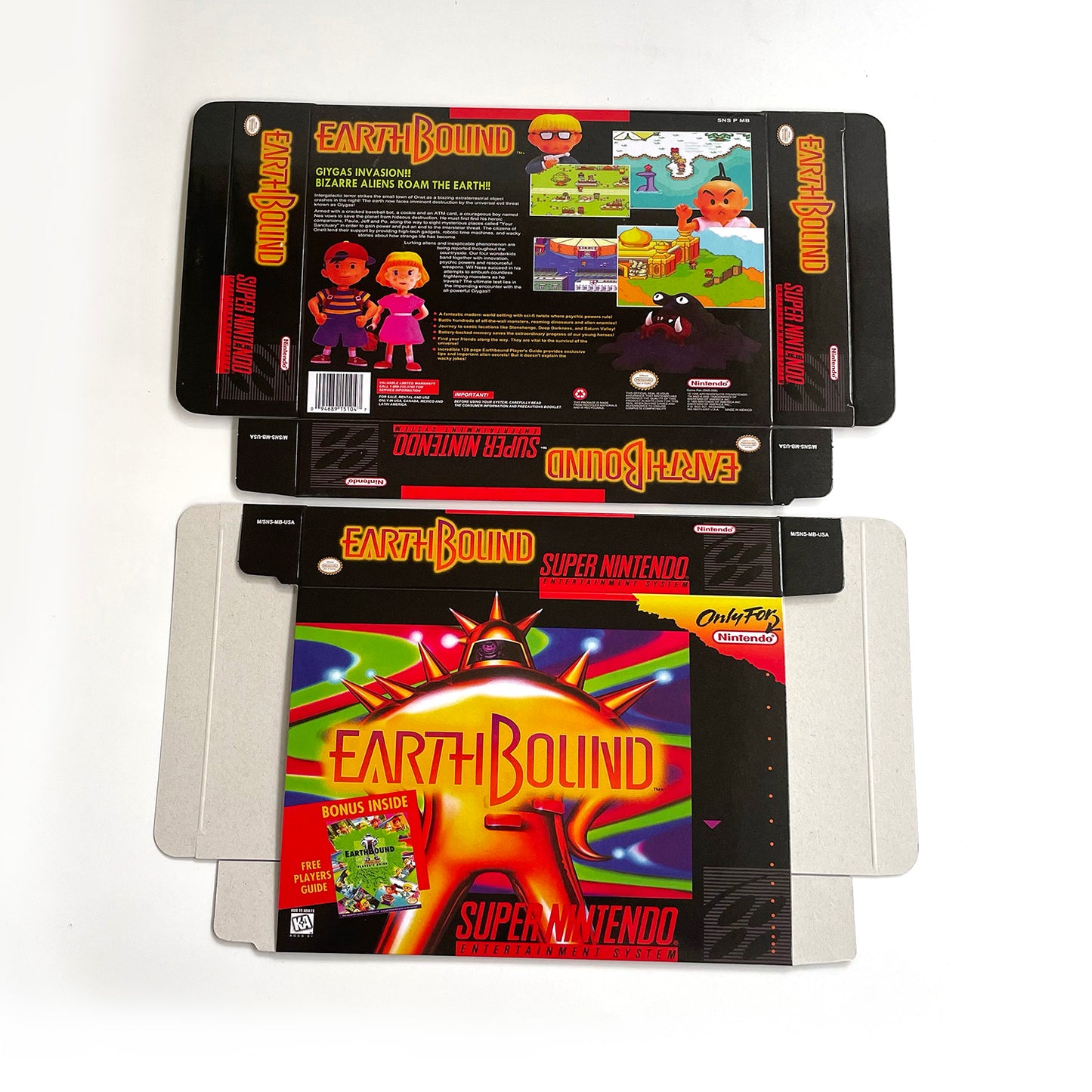 earthbound cartridge with tray box manual for SNES super nintendo entertainment system