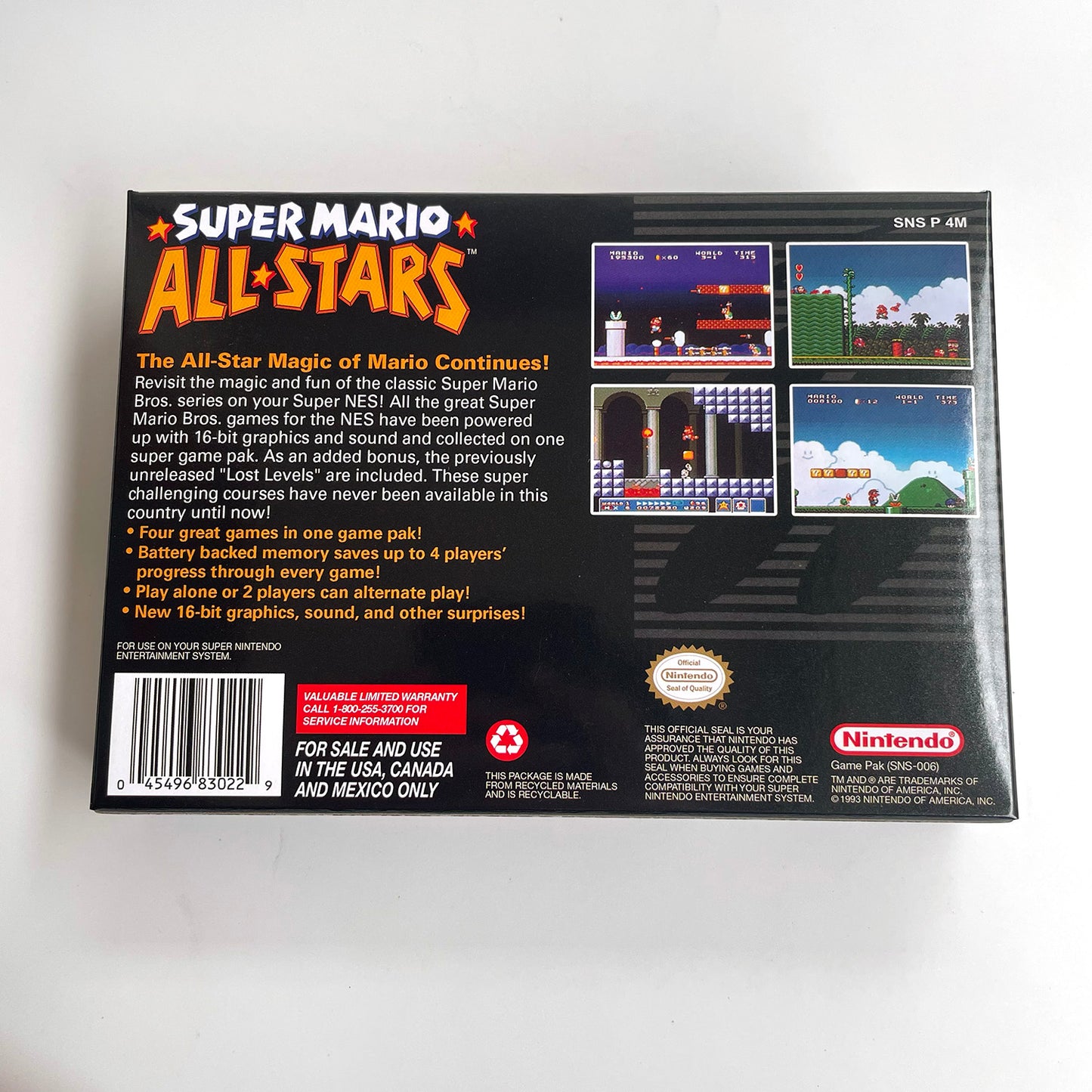 super Mario all stars cartridge with tray box manual for SNES super nintendo entertainment system