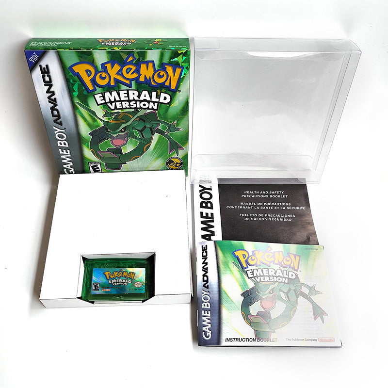 pokemon emerald version cartridge with tray box manual for gba game boy advance