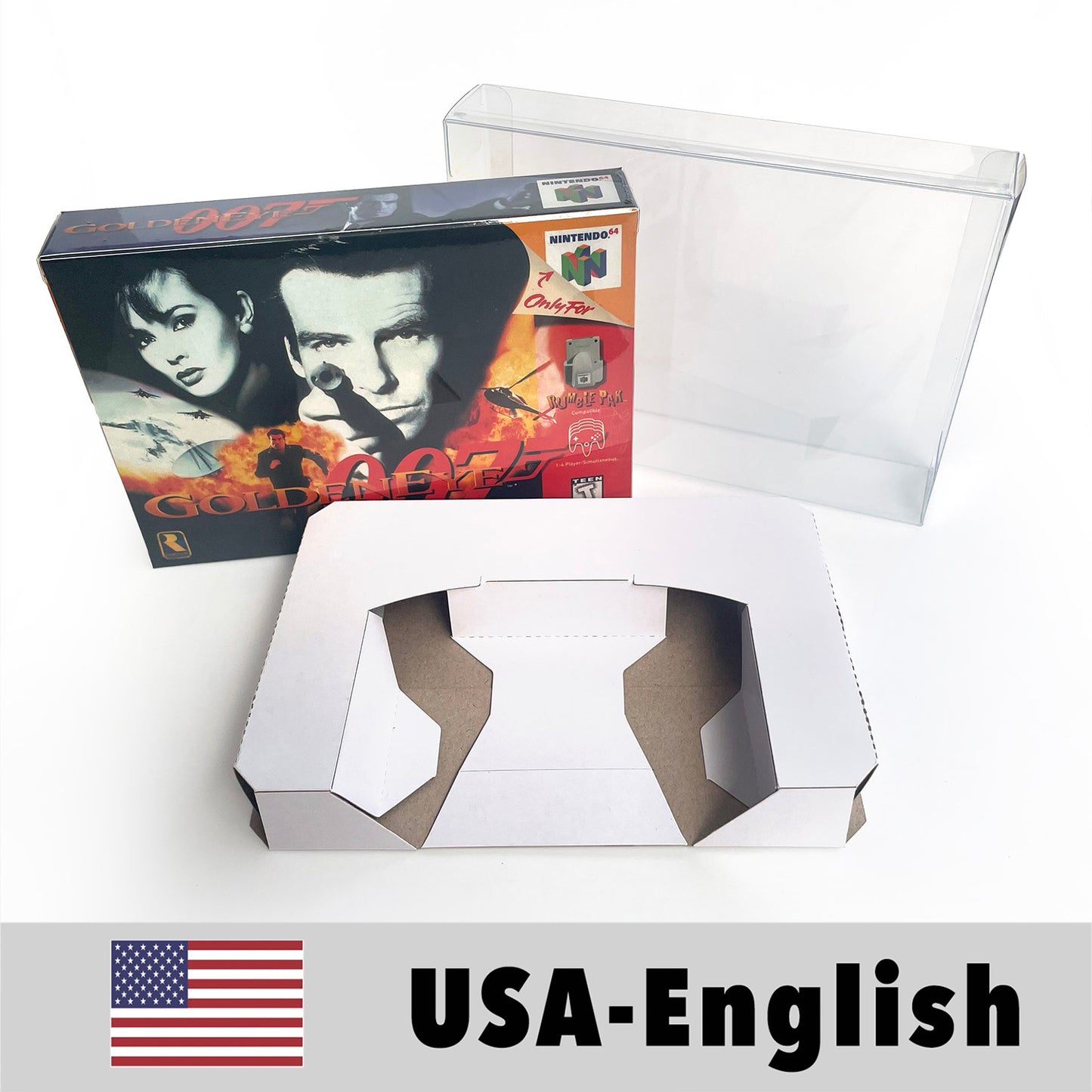 EUR PLA version English goldeneye 007 game cartridge with tray box for N64 Nintendo 64
