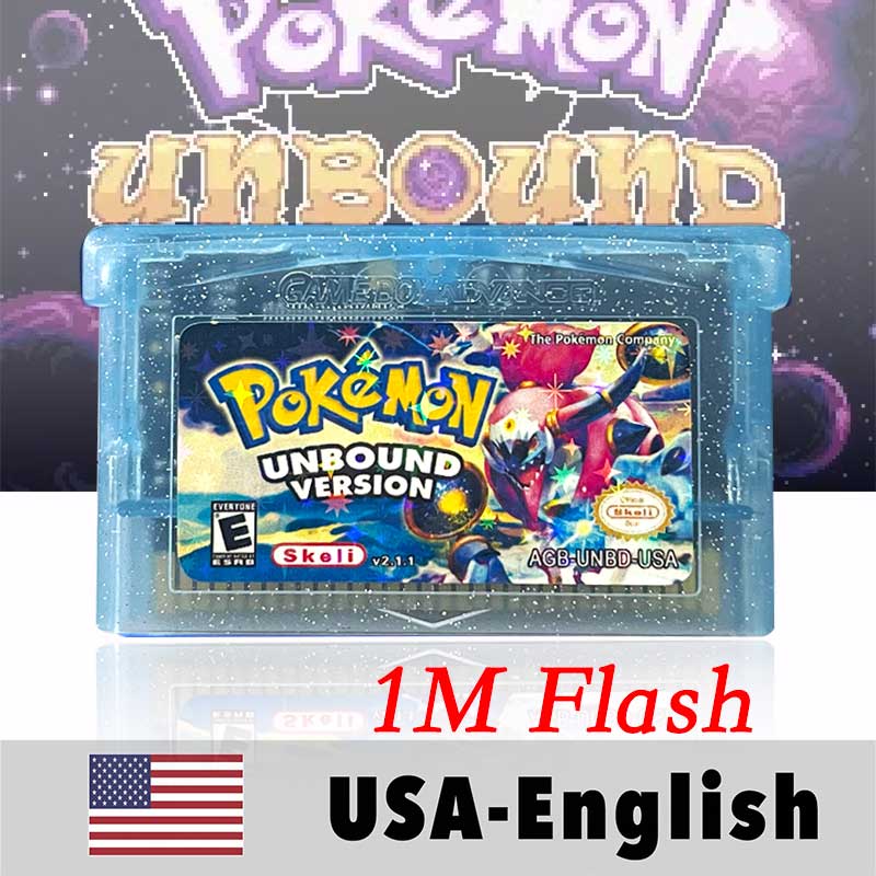 USA ESP Pokemon Unbound (v2.1.1.1) ( IC / 1M /RTC Flash cart ) Cartridge for GBA