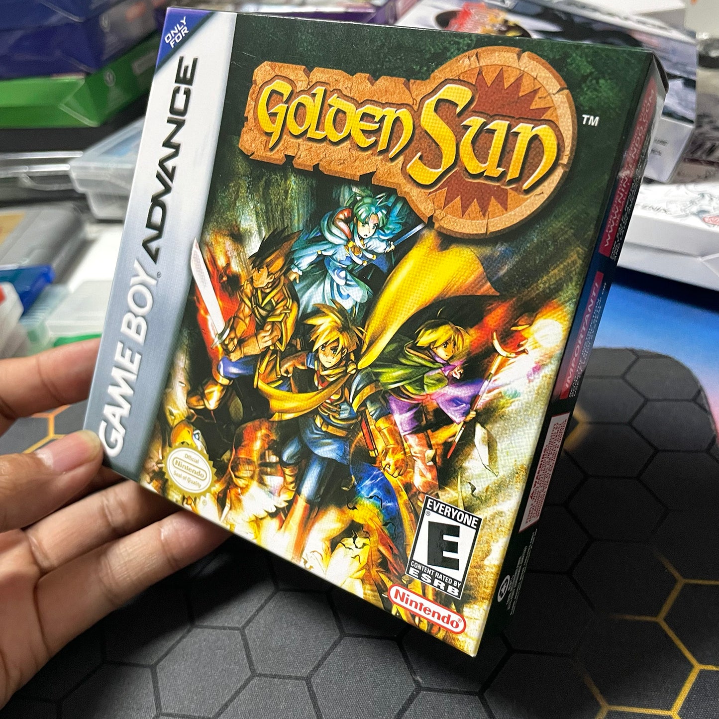 Golden sun cartridge with tray box manual for gba game boy advance