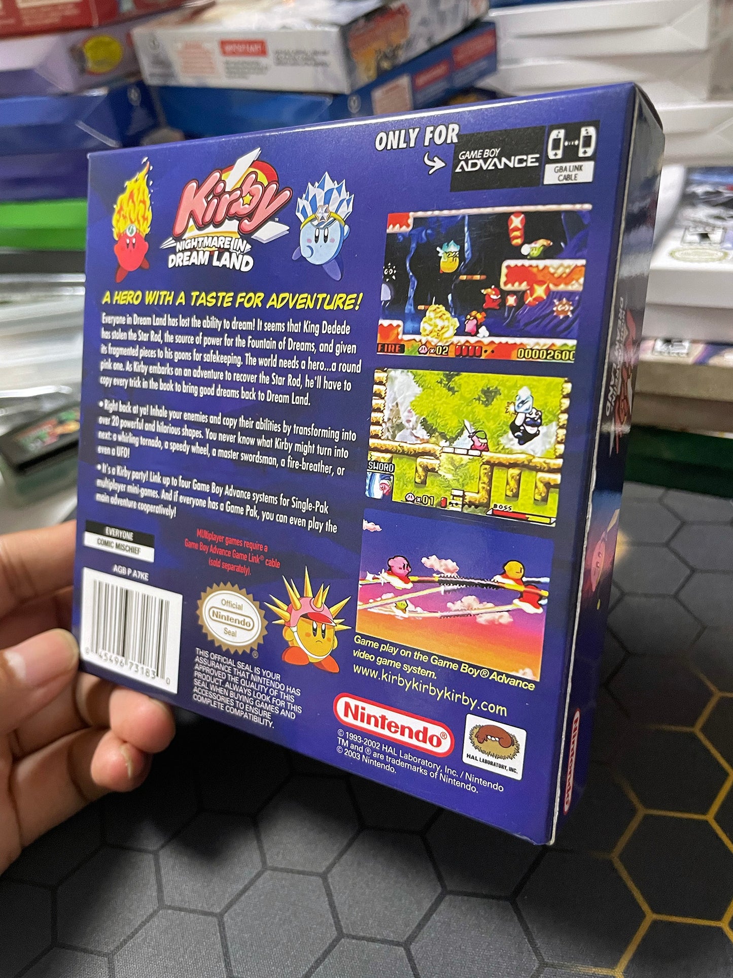 Kirby - Nightmare in Dream Land (USA) cartridge with tray box manual for gba game boy advance