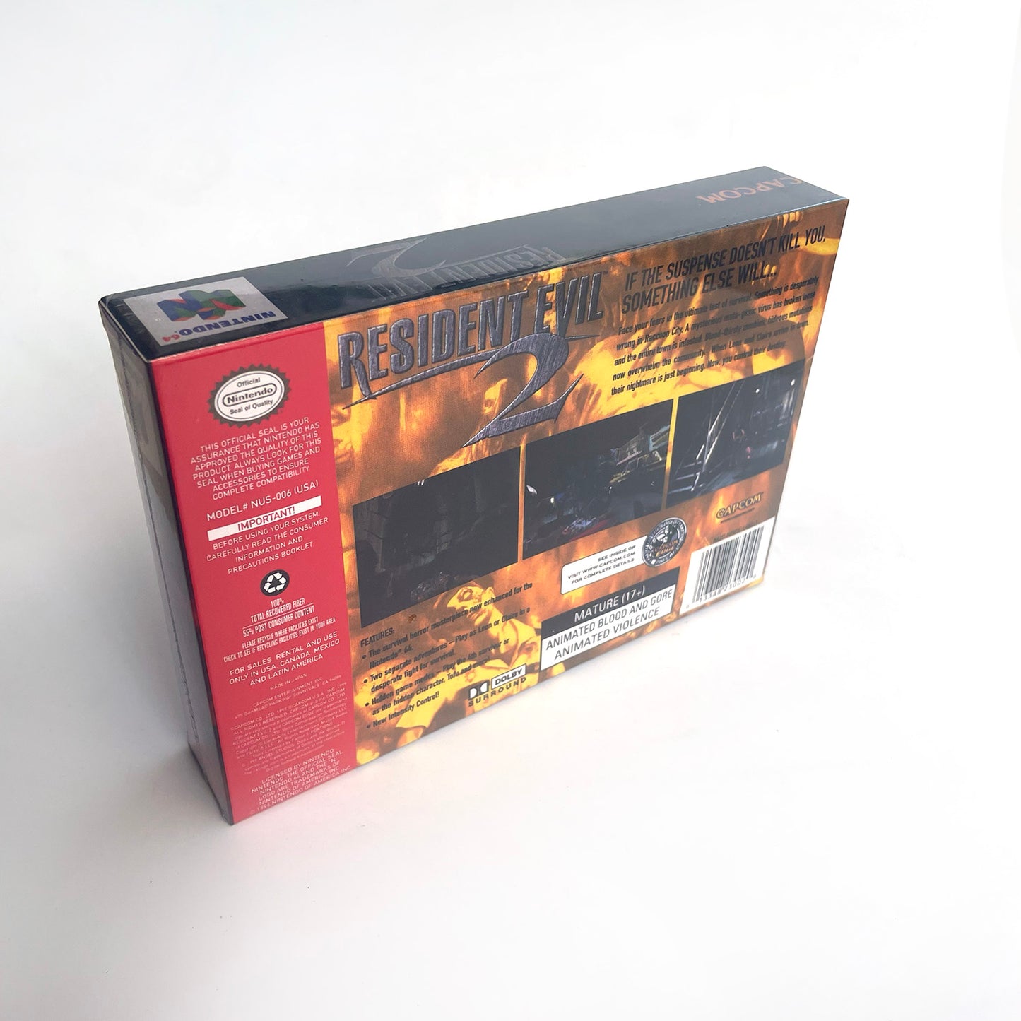 Resident Evil 2 game cartridge with tray box for N64 Nintendo 64