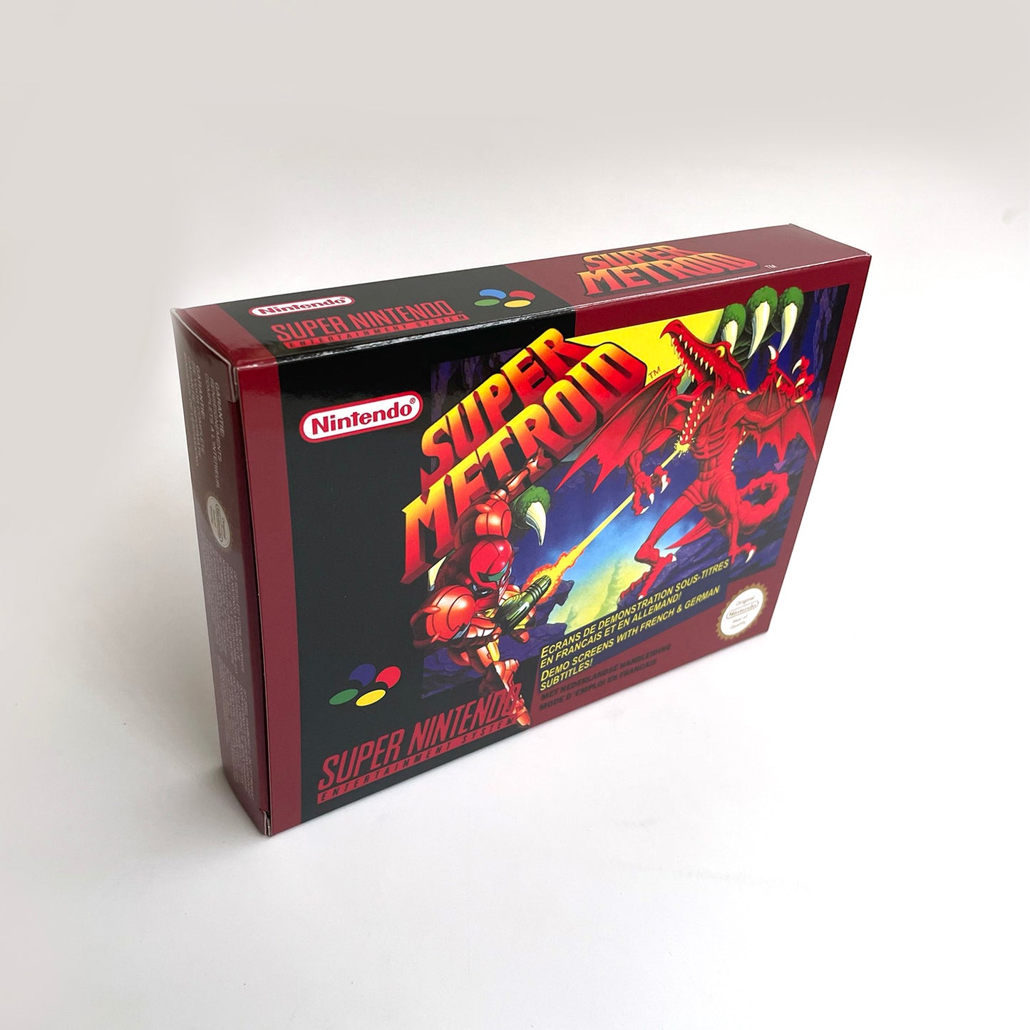 super metroid EUR cartridge with tray box manual for SNES super nintendo entertainment system
