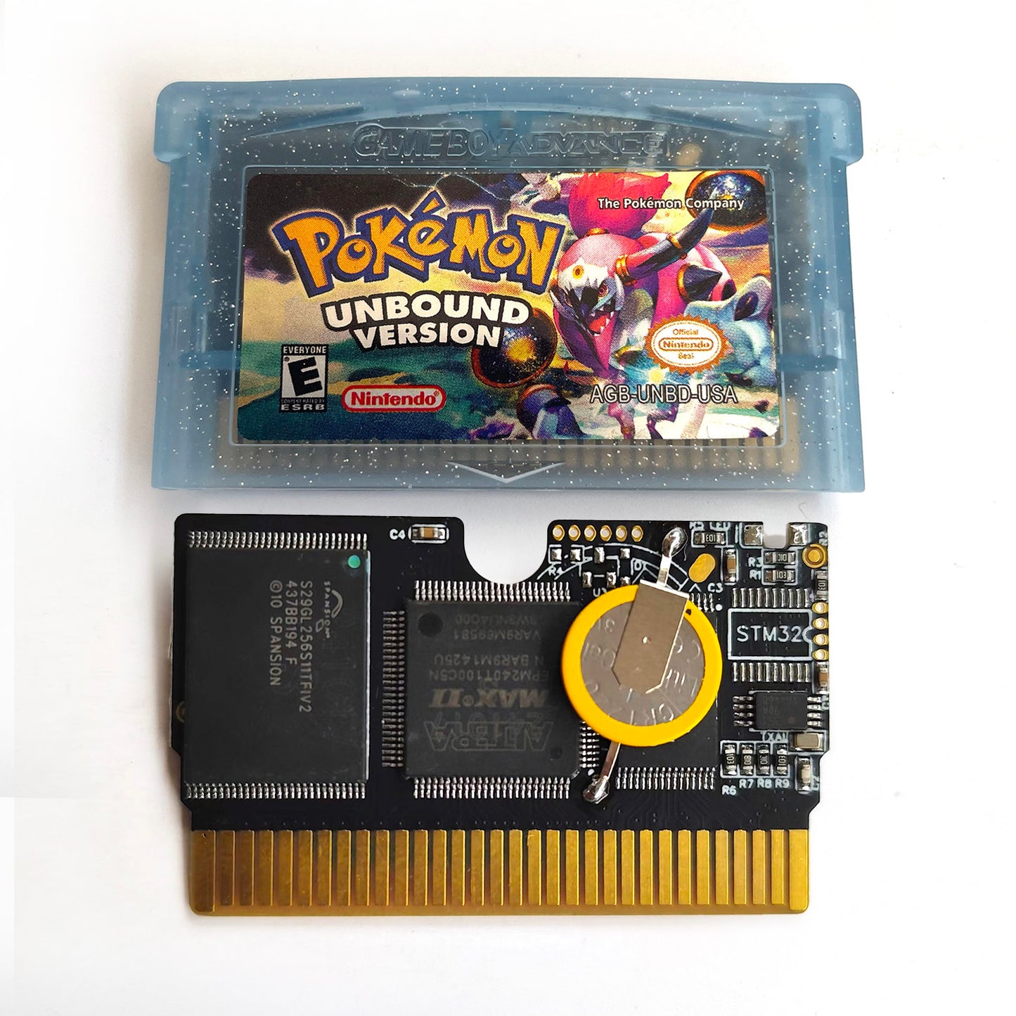 pokemon Unbound version RTC Flash cart game cartridge with tray box for gba game boy advance