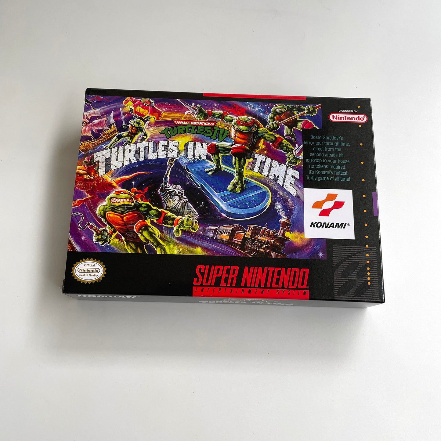 Teenage Mutant Ninja Turtles IV Turtles in Time cartridge with tray box manual for SNES super nintendo entertainment system