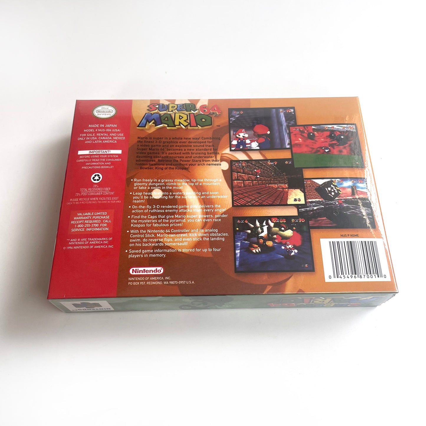 Super Mario 64 game cartridge with tray box for N64 Nintendo 64