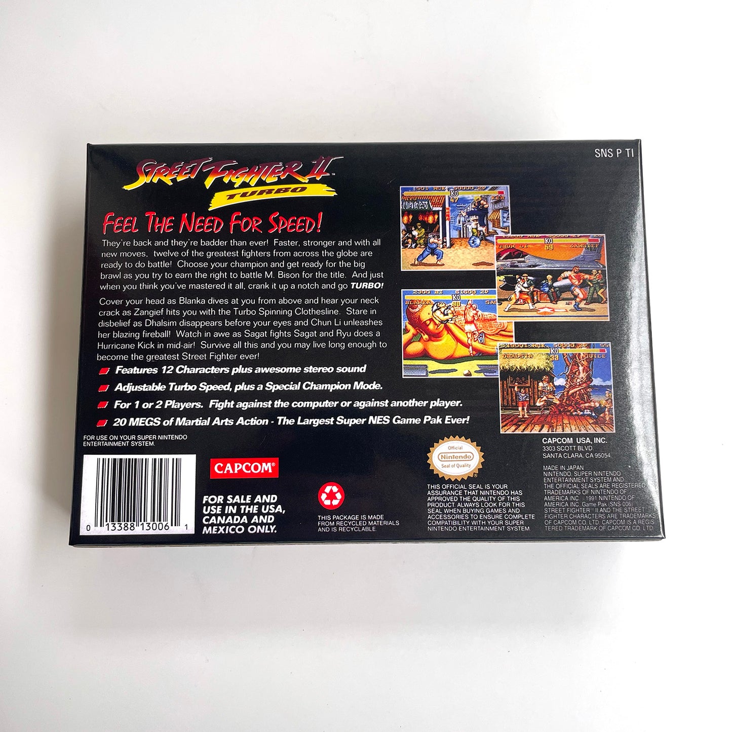 Street Fighter II Turbo cartridge with tray box manual for SNES super nintendo entertainment system