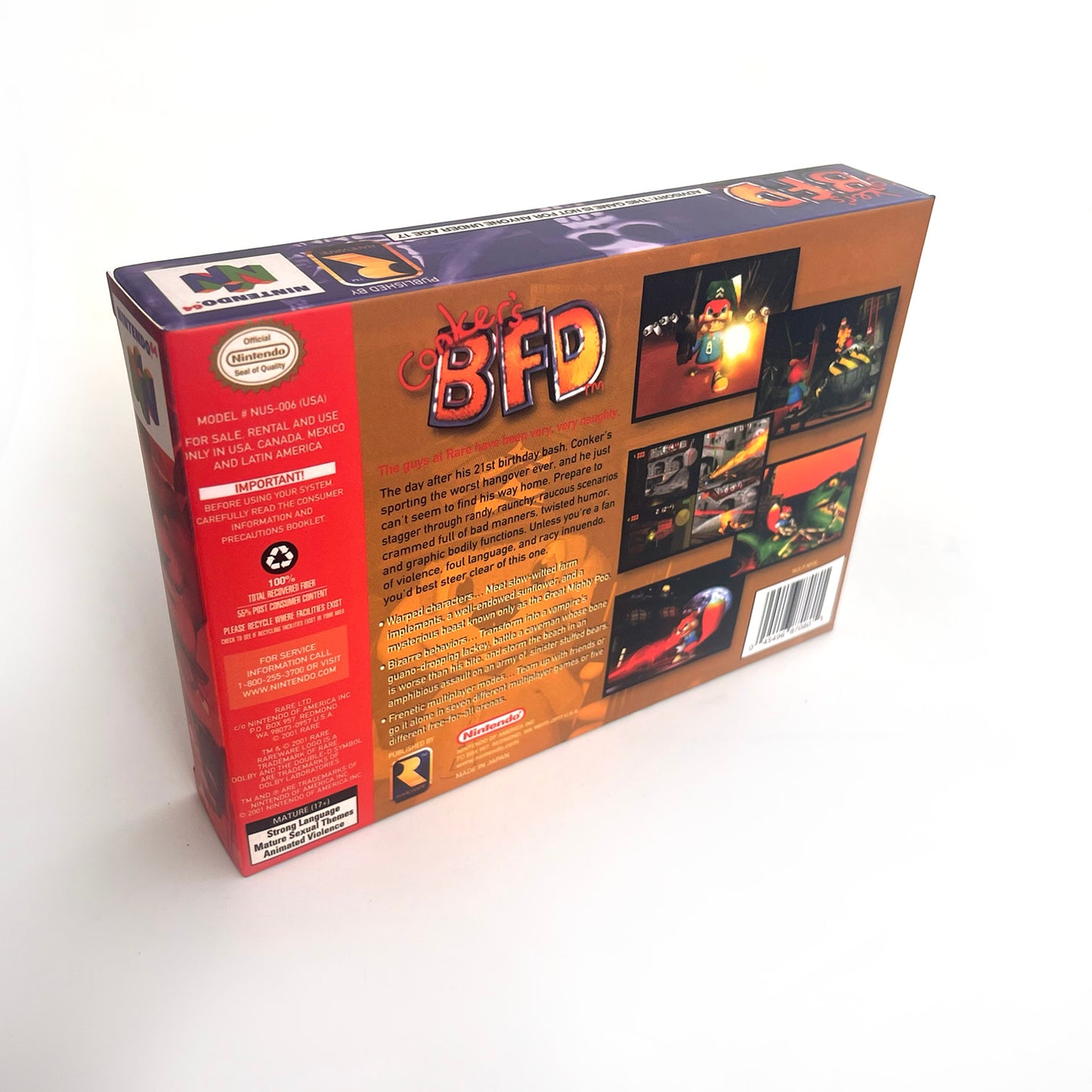 Conkers game cartridge with tray box for N64 Nintendo 64