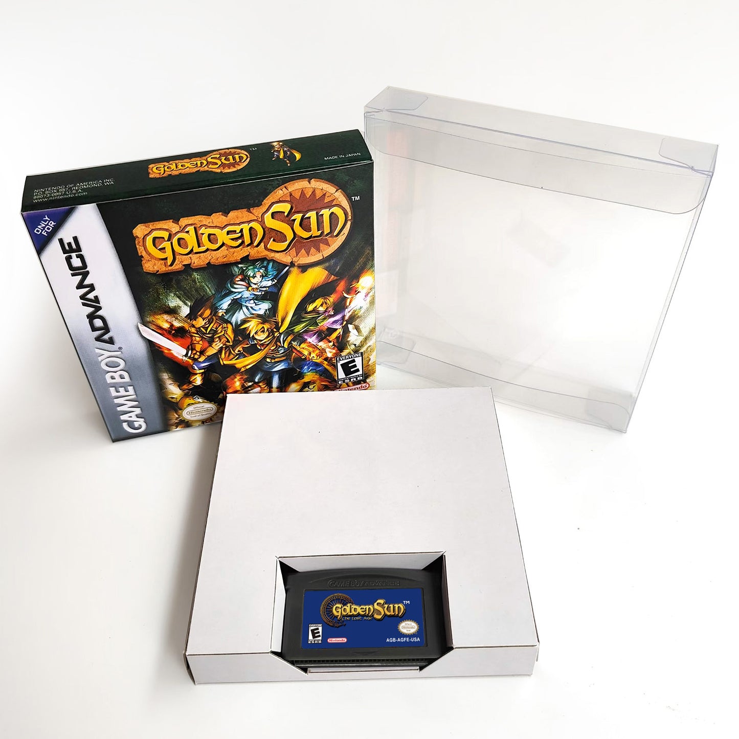 Golden sun cartridge with tray box manual for gba game boy advance