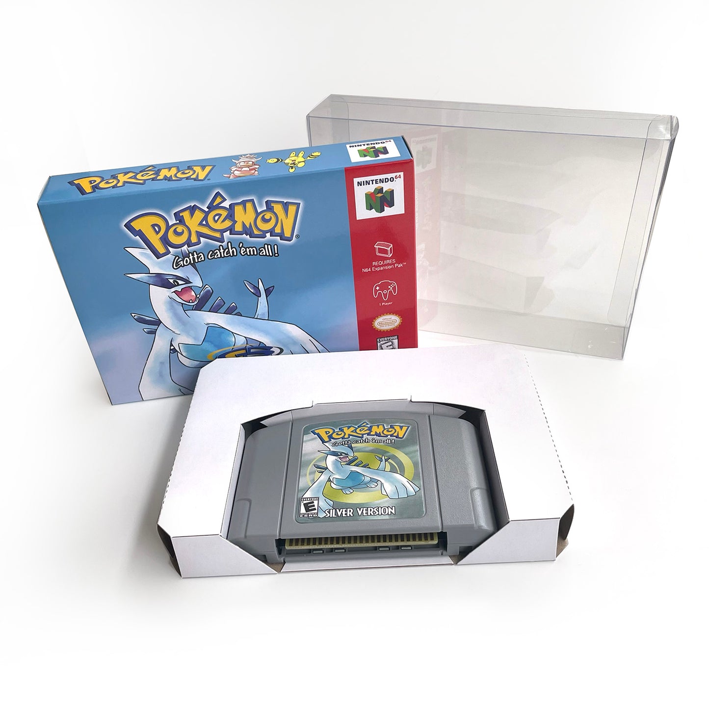 pokemon silver version game cartridge with tray box for N64 Nintendo 64