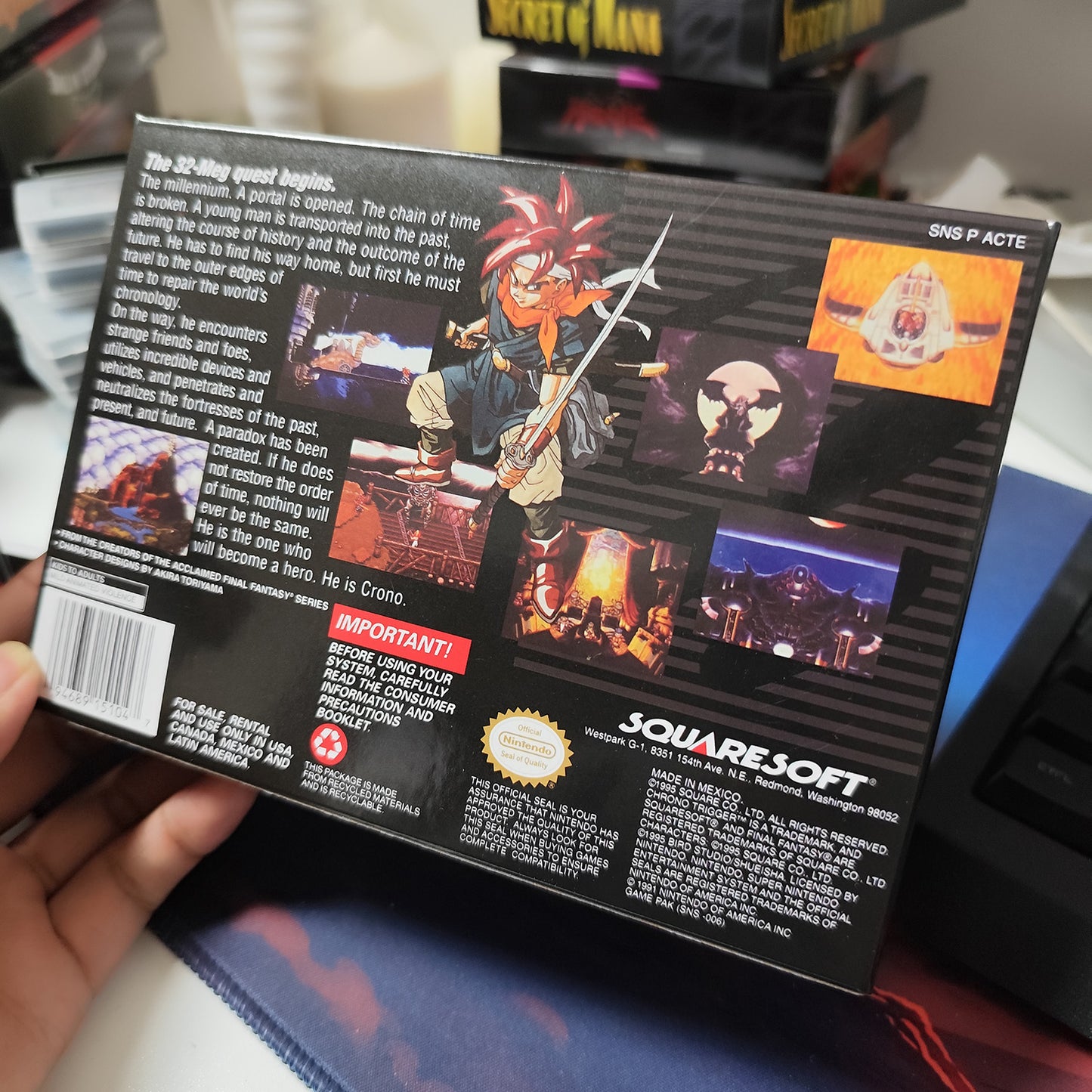 chrono trigger USA cartridge with tray box manual for SNES super nintendo entertainment system