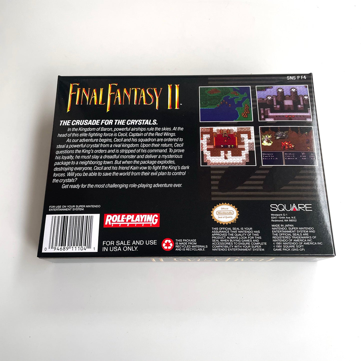 final fantasy II cartridge with tray box manual for SNES super nintendo entertainment system