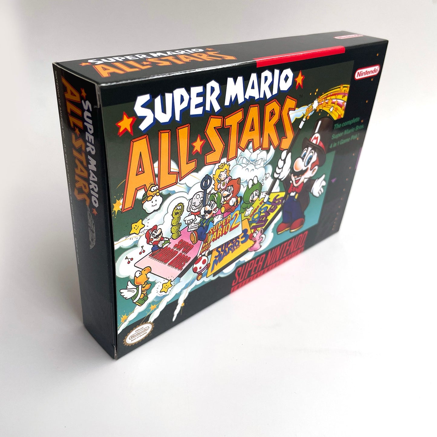 super Mario all stars cartridge with tray box manual for SNES super nintendo entertainment system