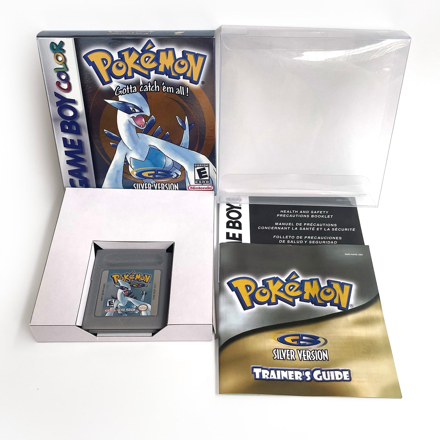 pokemon silver version RTC Flash cart Battery save IC save Manual cartridge with tray box for gbc game boy color