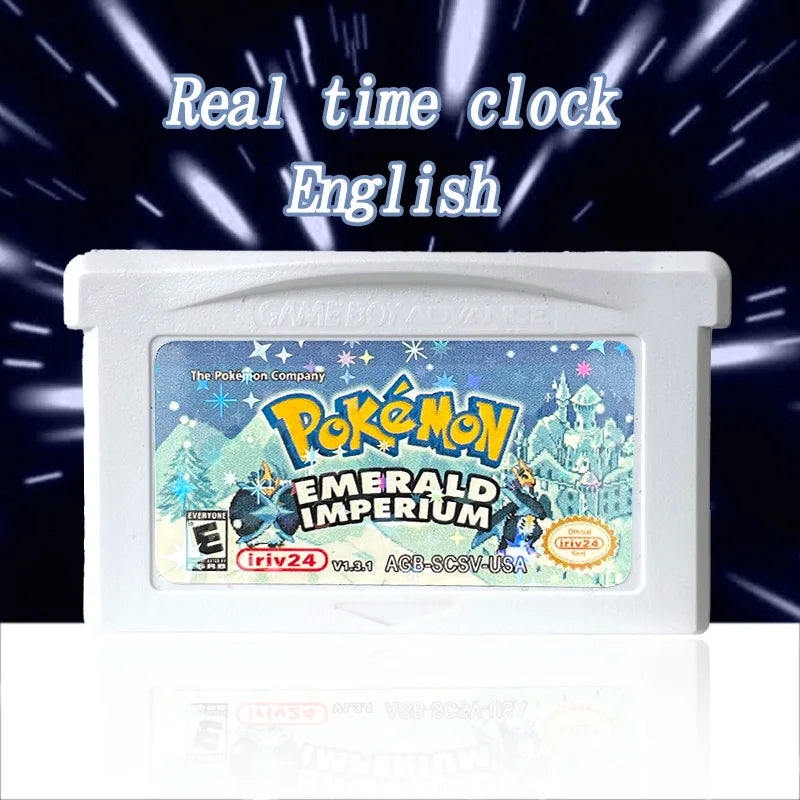 USA VERSION GBA Game Pokemon Emerald Imperium V1.3.1 RTC Flash cart Real Time Clock Cartridge Rom Hack English