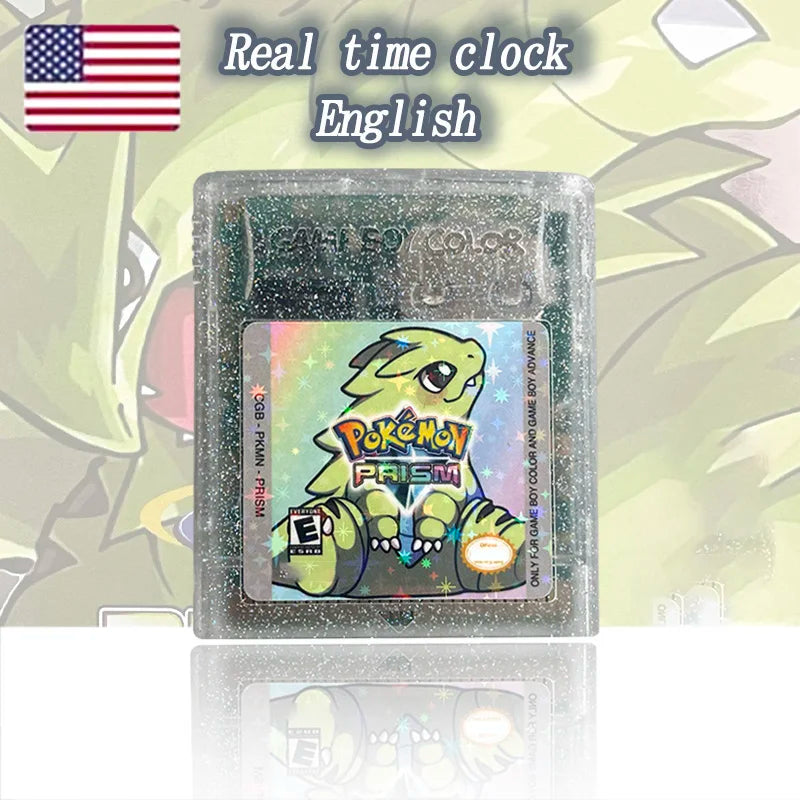 USA ESP NOE Version Pokemon prism RTC Flash cart GBC Game Cartridge Video Game Console Card Rom Hack English Spanish German