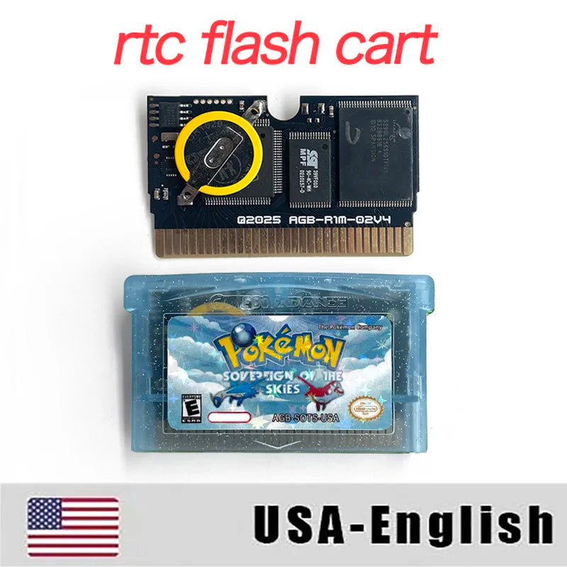 Pokemon Sovereign of the skies USA NOE Version RTC Flash cart GBA Nintendo Game Cartridge Rom Hack German English