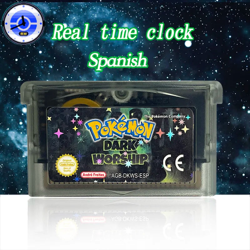 ESP Spanish RTC Flash cart pokemon QUEZAL team rocket glazed quetzal dark worship unbound Cartridge Card Rom Hack for gba