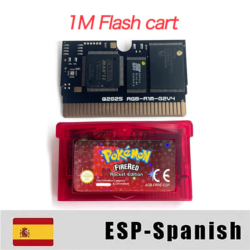 Pokemon firered rocket USA ESP 1M Flash cart GBA Nintendo Game Cartridge Video Game Rom Hack Spanish English