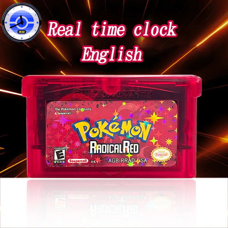 USA/NTSC RTC Flash cart Pokemon QUEZAL Spades Clubs POCKET MONSTERS SCALE TANS RADICAL RED GBA Game Cartridge Card Rom Hack