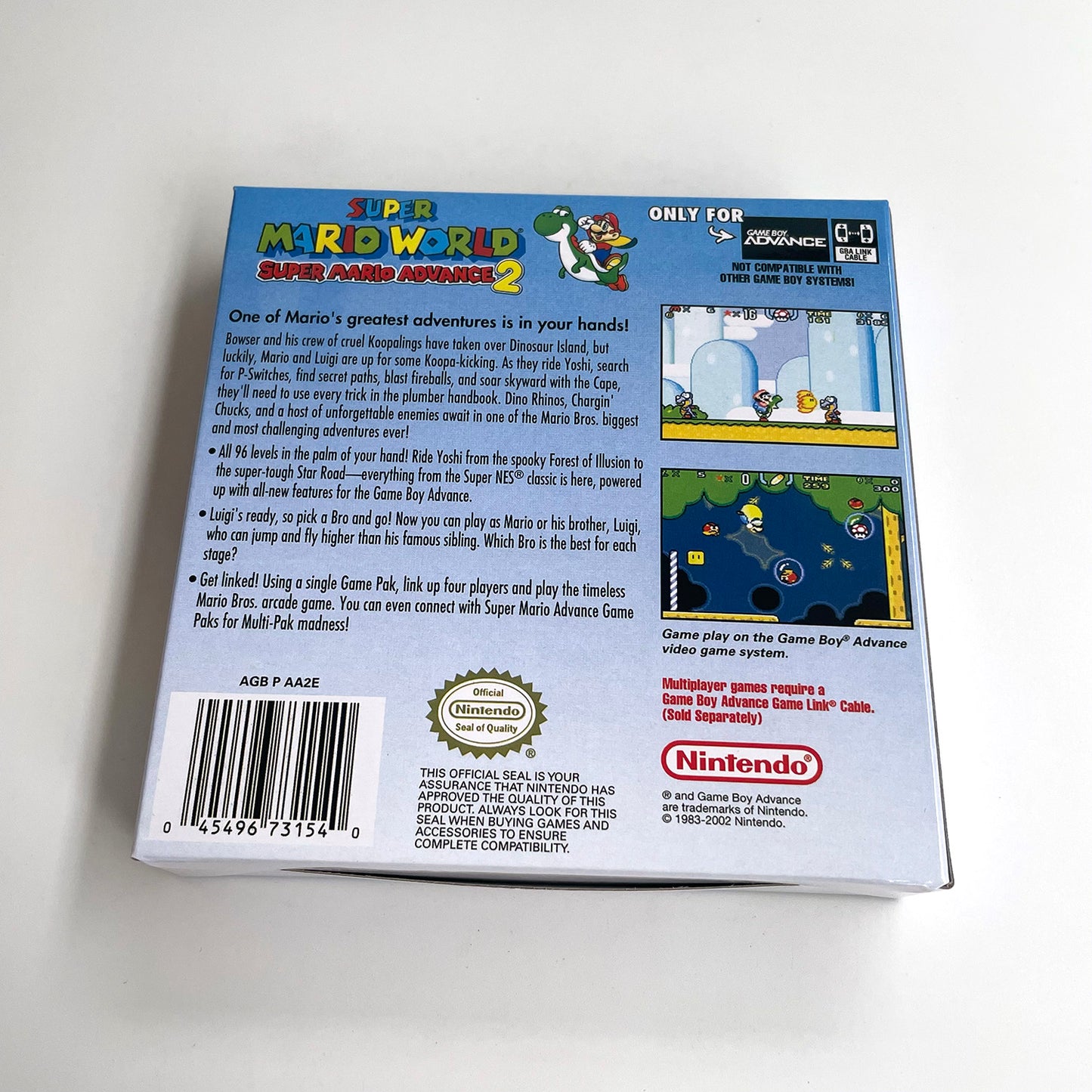 super mario acvance 2 cartridge with tray box for gba game boy advance