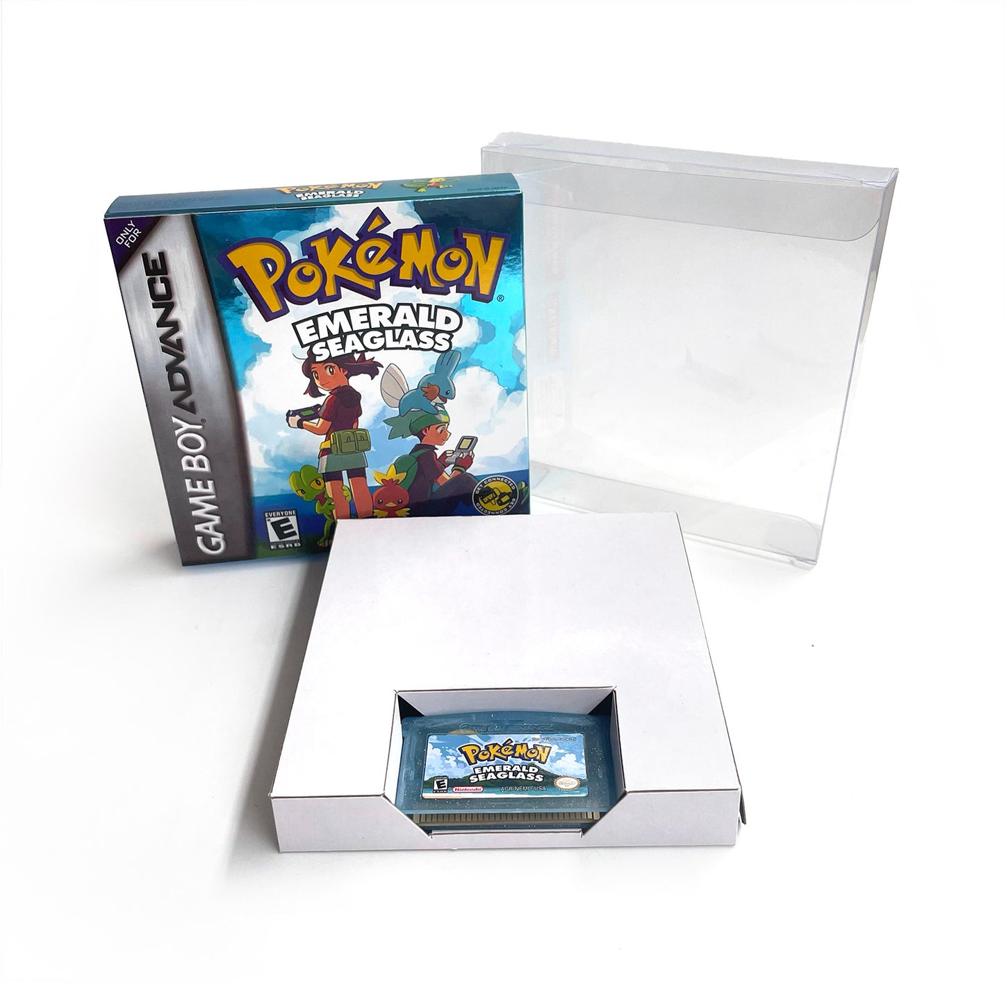 USA English RTC Flash cart Pokemon emerald seaglass GBA Game Cartridge Video Game Console Card Rom Hack