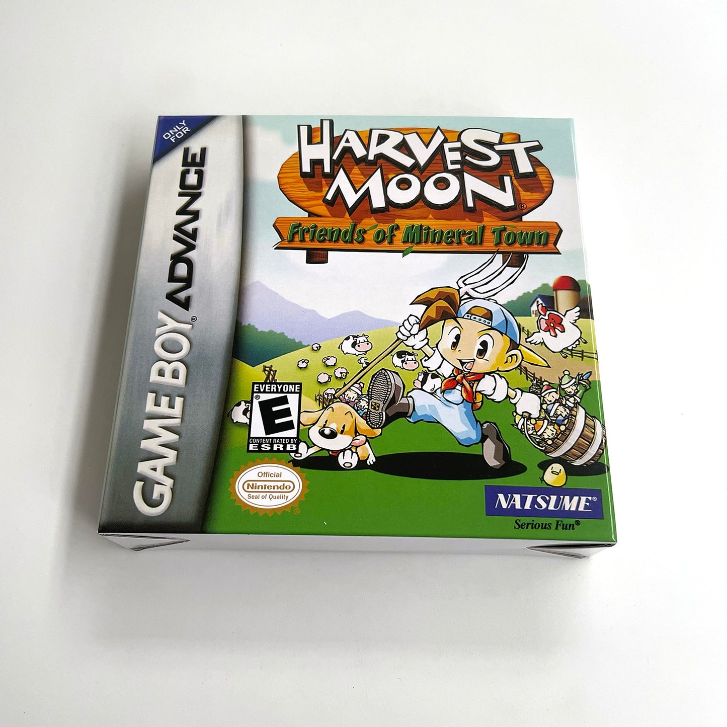 Harvest Moon Friends of Mineral Town cartridge with tray box manual for gba game boy advance