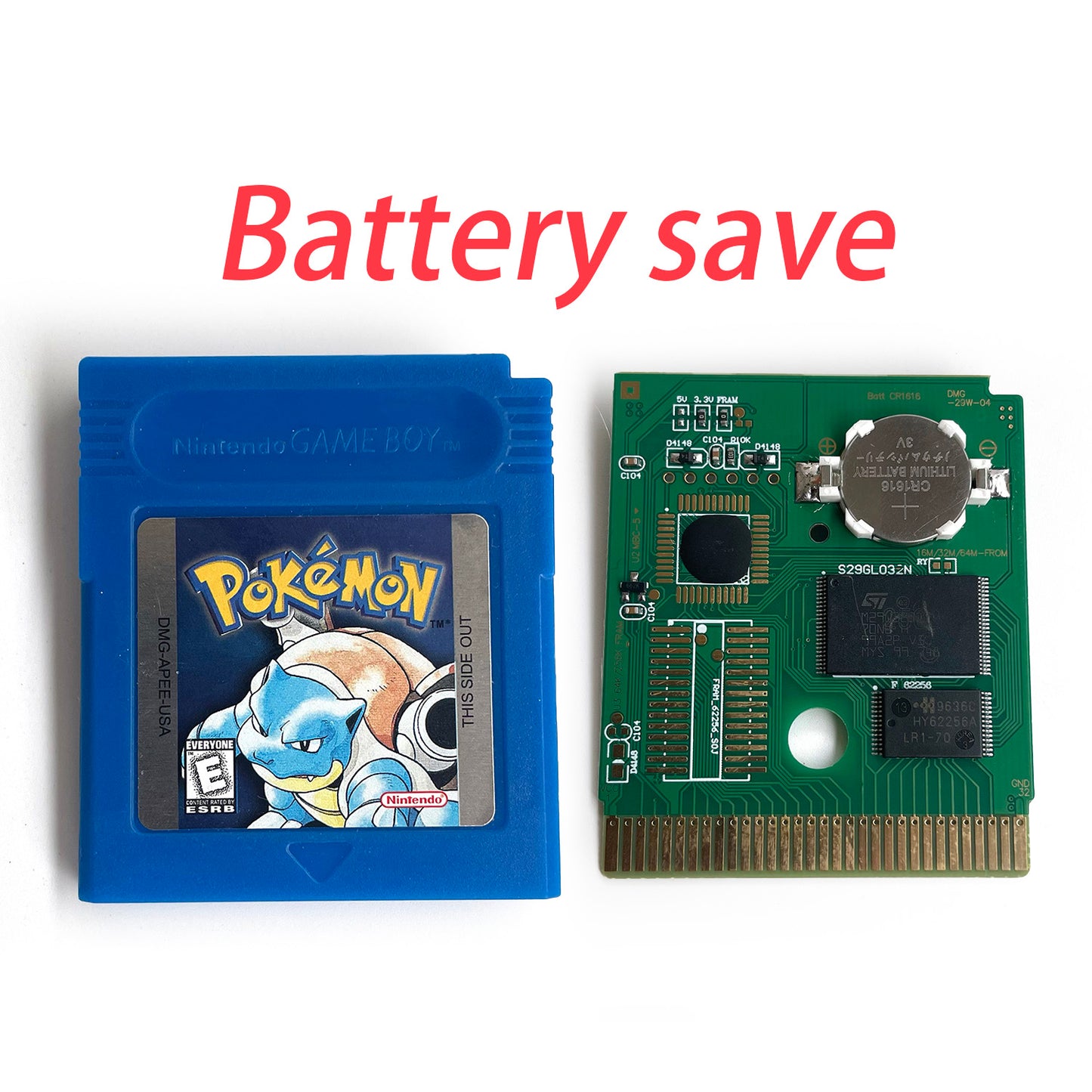 pokemon blue version Battery save IC save Manual cartridge with tray box for gbc game boy color
