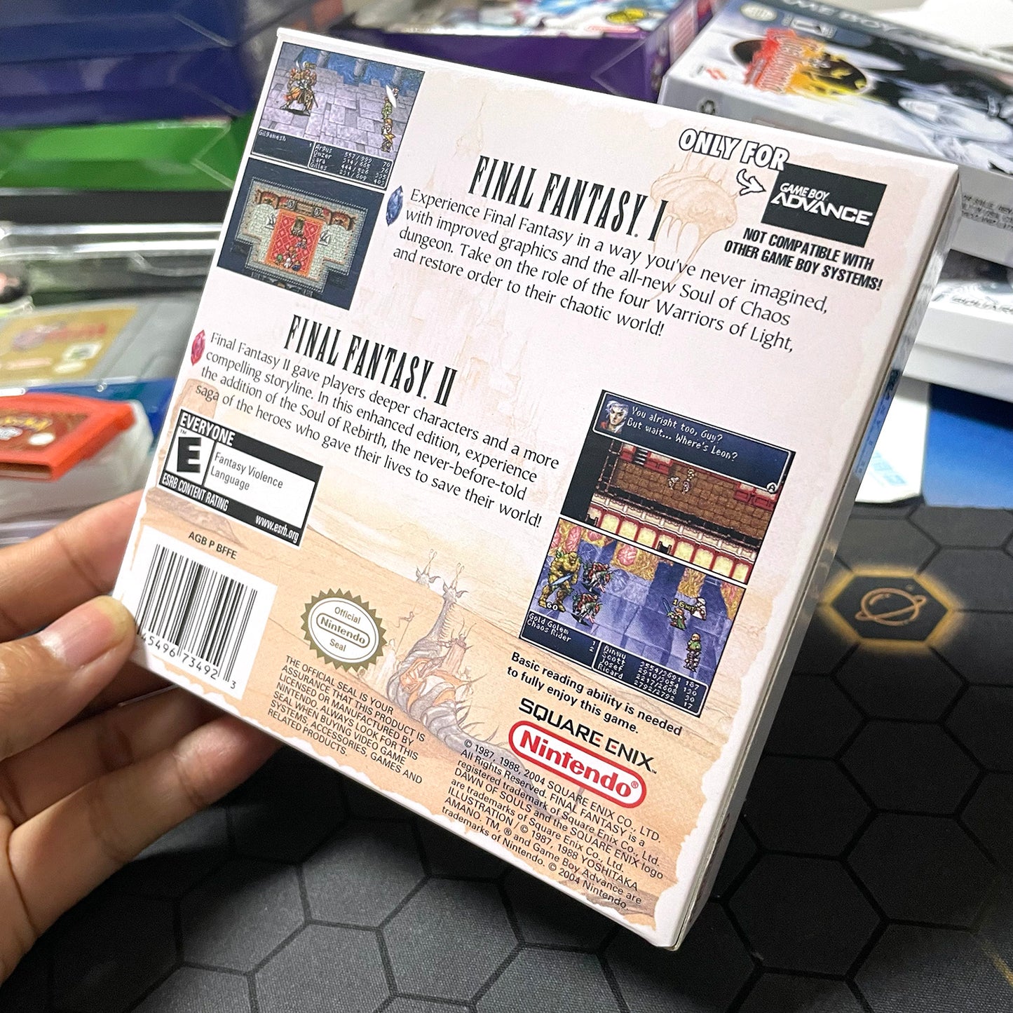 Final Fantasy I & II cartridge with tray box manual for gba game boy advance