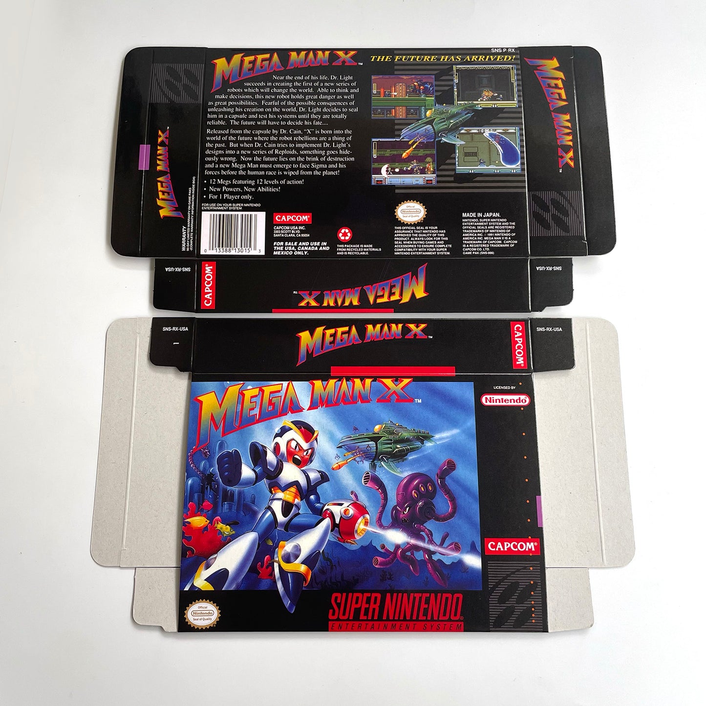 mega man x cartridge with tray box manual for SNES super nintendo entertainment system