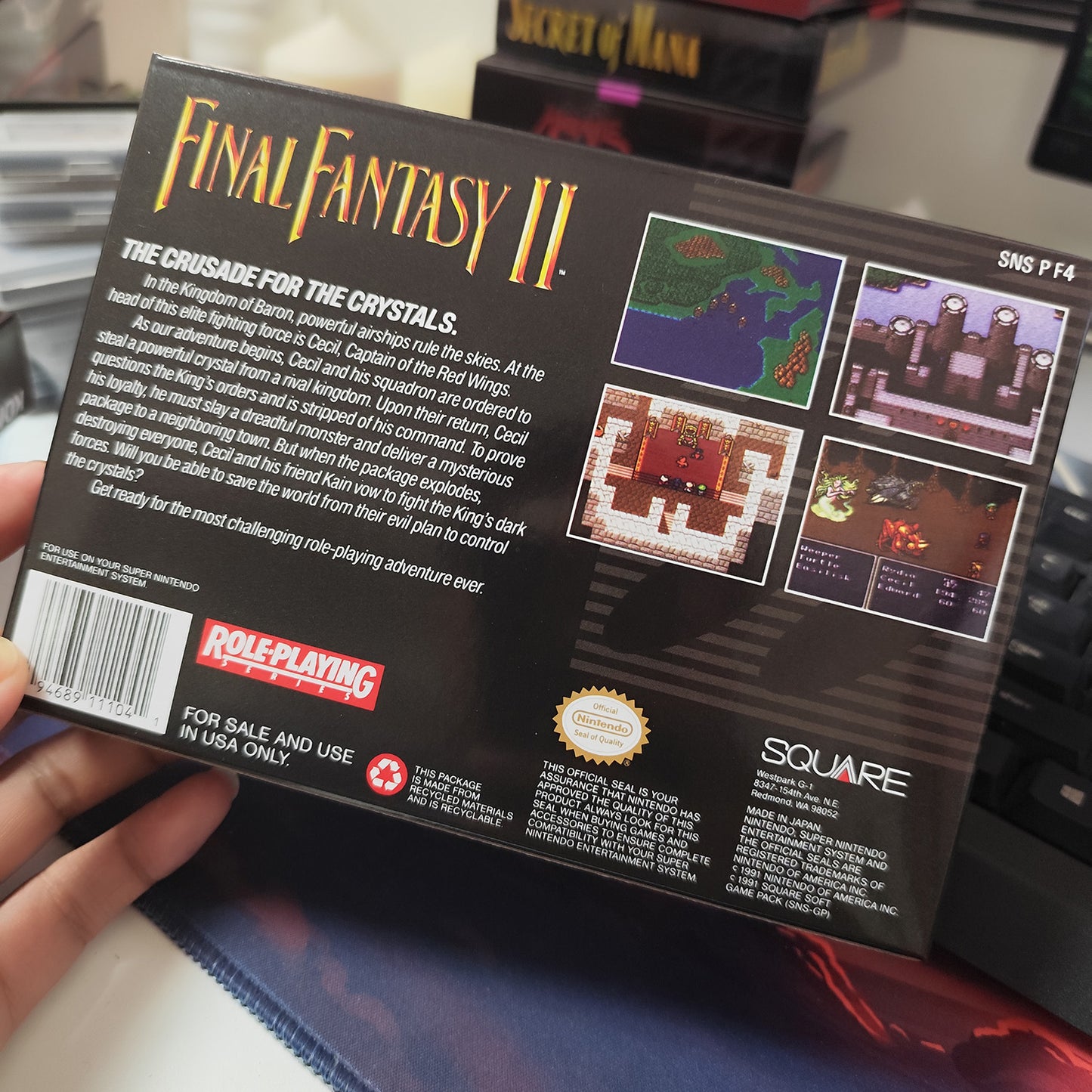 final fantasy II cartridge with tray box manual for SNES super nintendo entertainment system