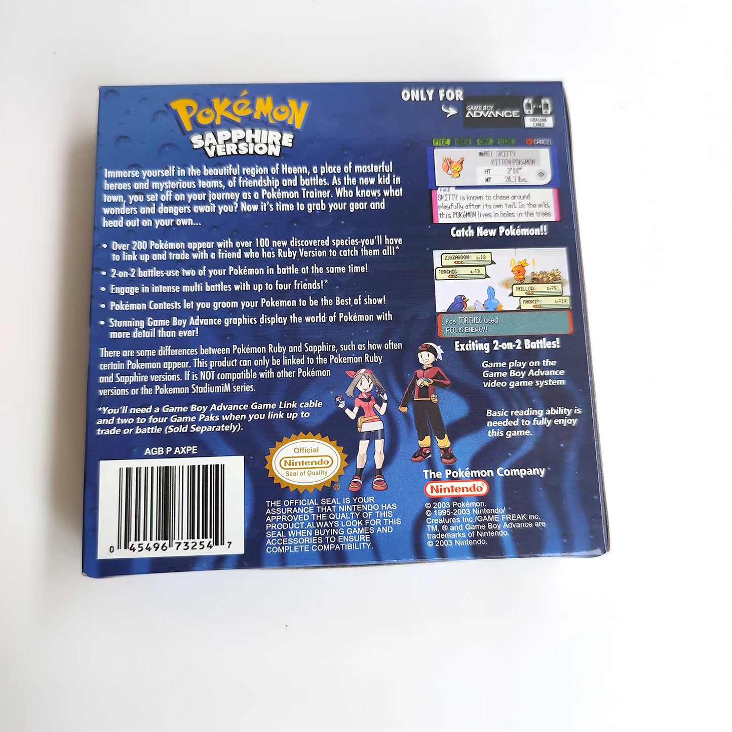 pokemon Sapphire version cartridge with tray box manual for gba game boy advance