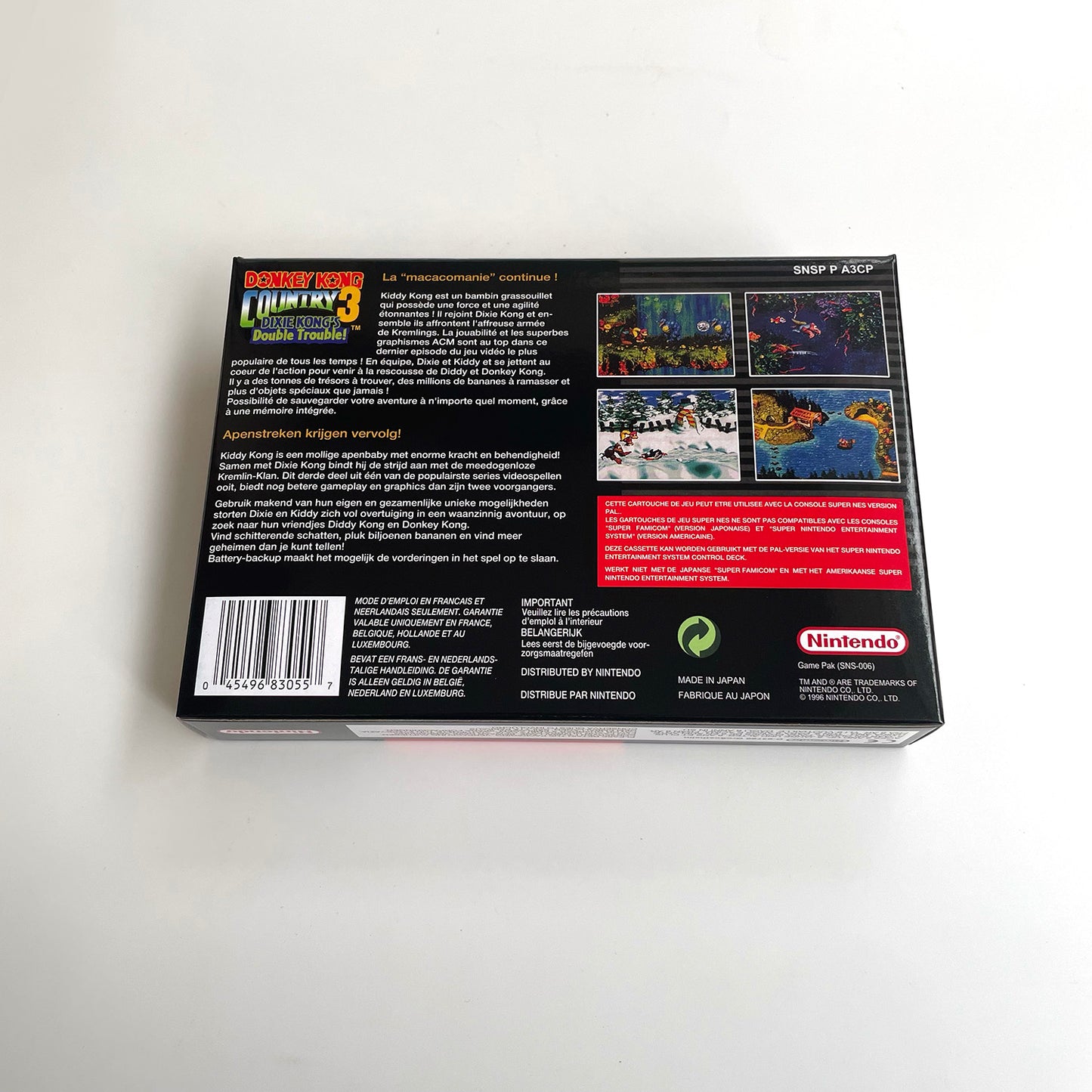 donkey kong country 3 EUR cartridge with tray box manual for SNES super nintendo entertainment system