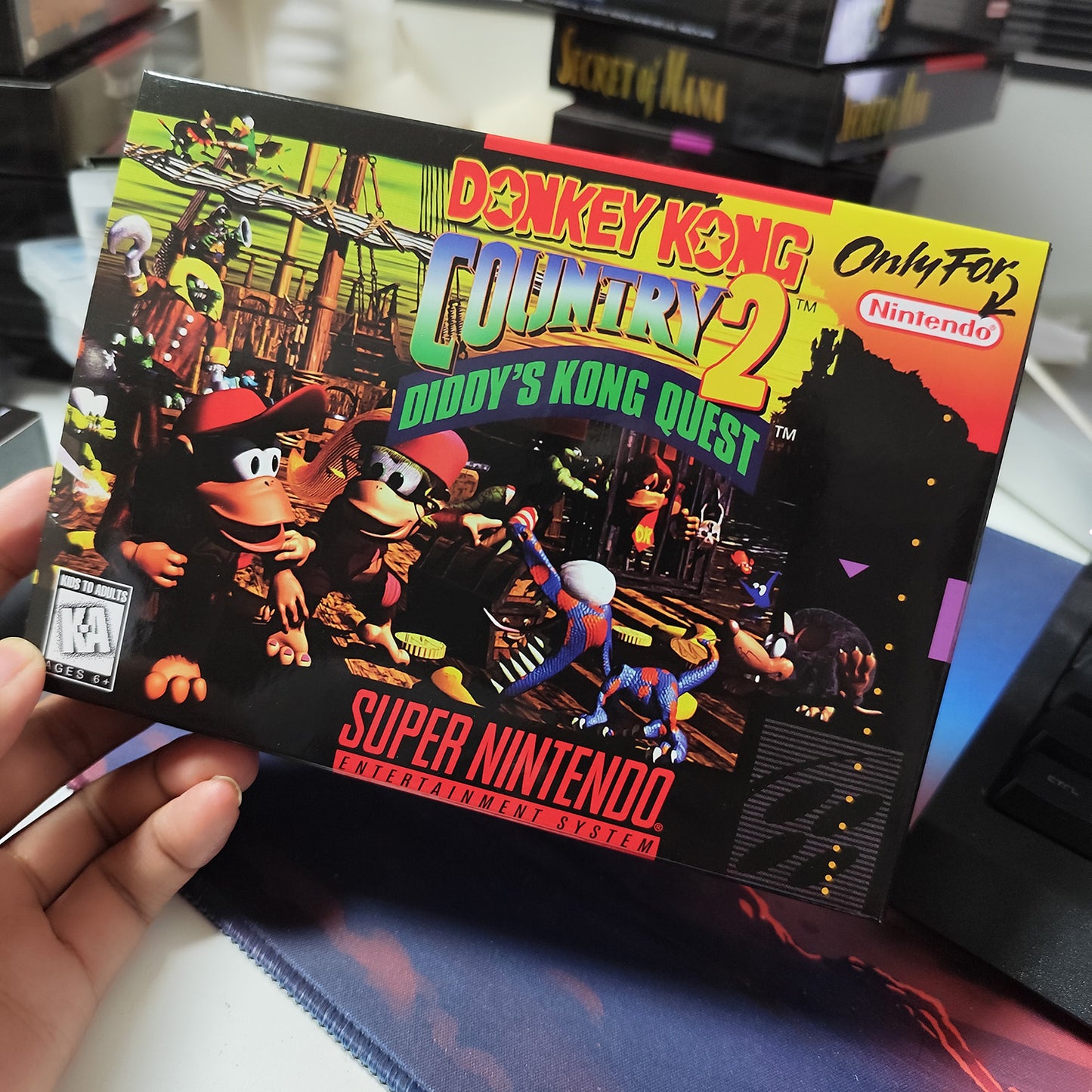 donkey kong country 2 USA cartridge with tray box manual for SNES super nintendo entertainment system