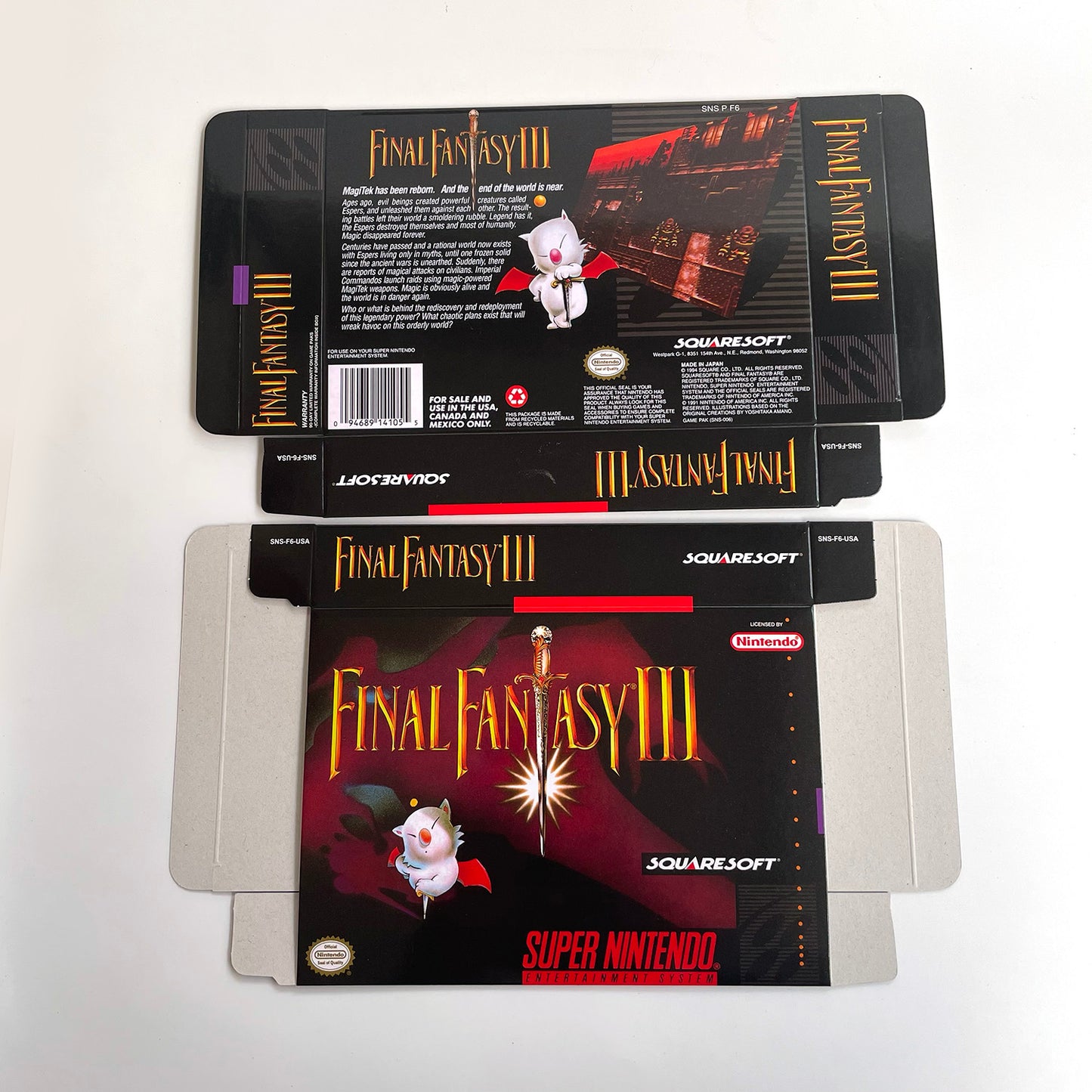 Final Fantasy III cartridge with tray box manual for SNES super nintendo entertainment system