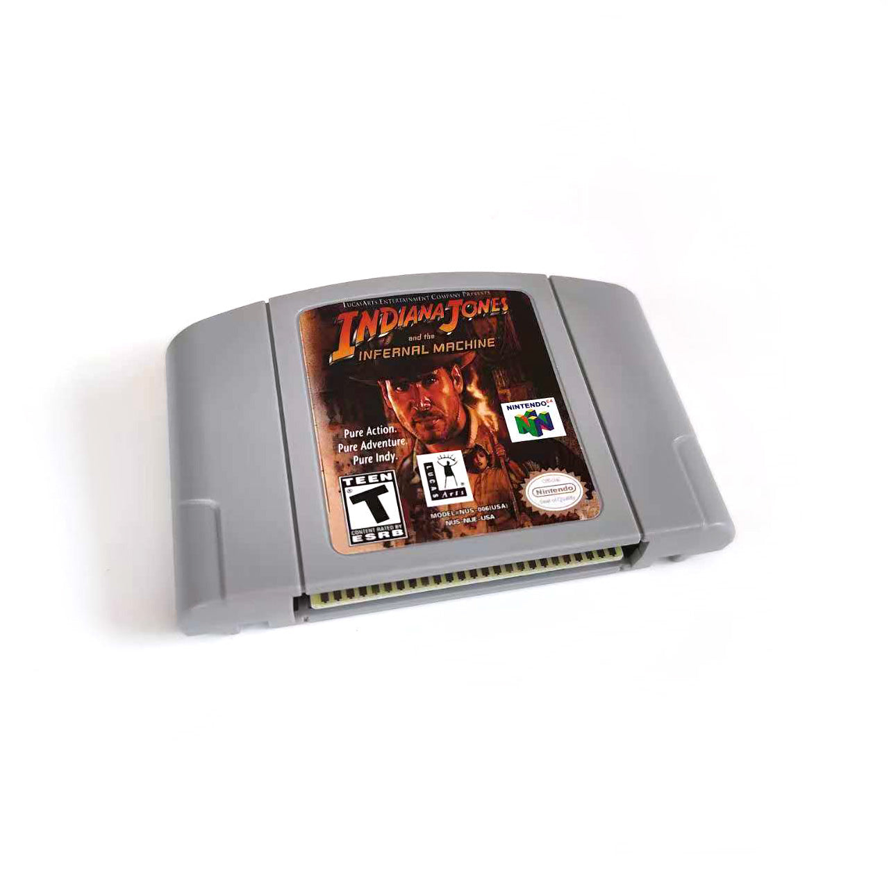 Indiana Jones and the Infernal Machine game cartridge with tray box for N64 Nintendo 64