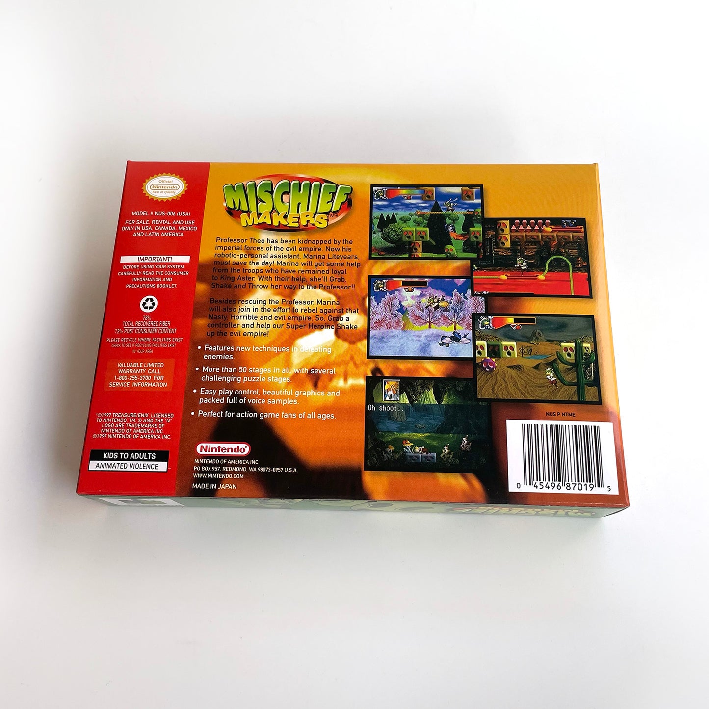 Mischief Makers game cartridge with tray box for N64 Nintendo 64