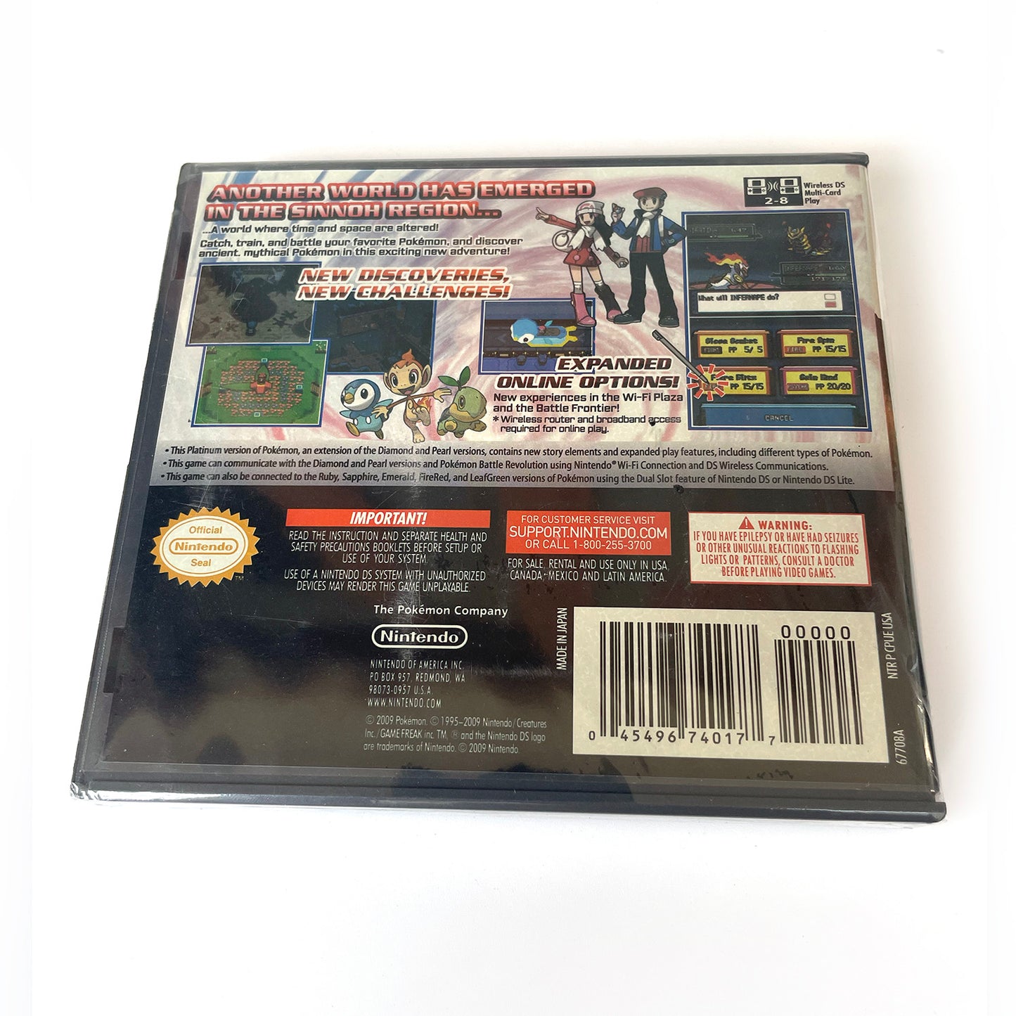 Pokemon USA English Platinum Version game cartridge with box for nintendo DS