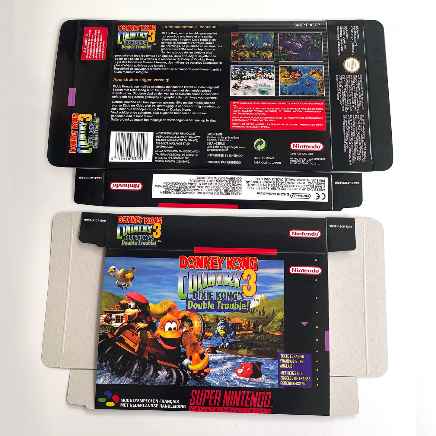 donkey kong country 3 EUR cartridge with tray box manual for SNES super nintendo entertainment system