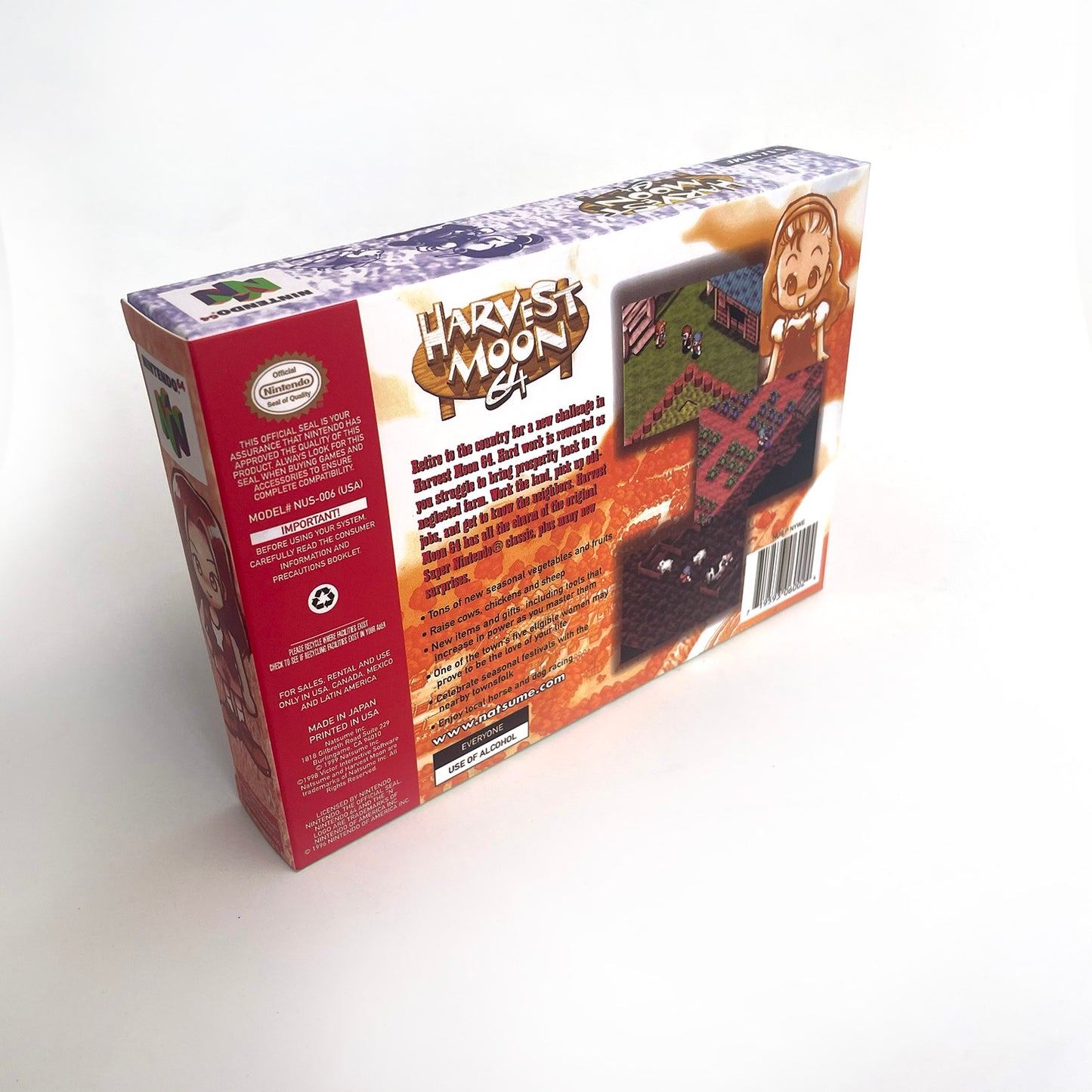 harvest moon 64 game cartridge with tray box for N64 Nintendo 64