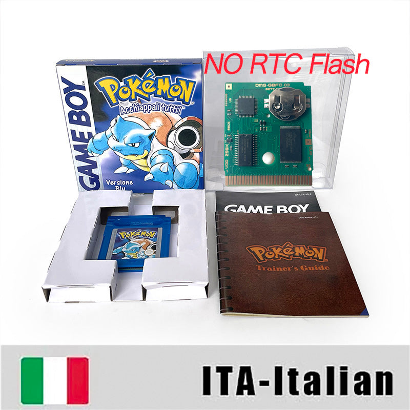 GBC game ITA Italian pokemon blue version Nintendo Battery save flash cart pokemon blu sealed manual game cartridge tray box gbc