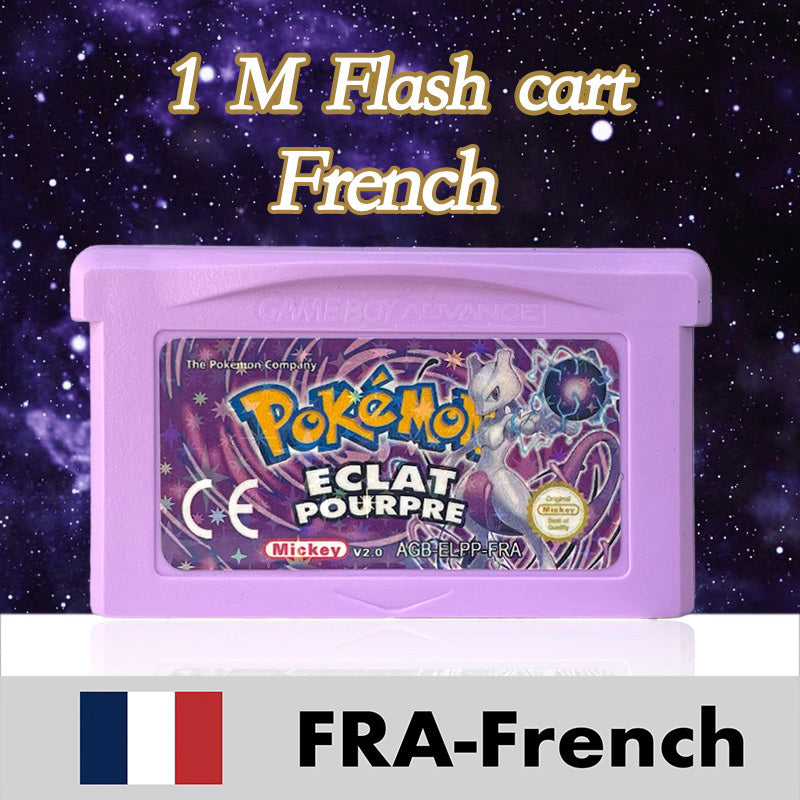 FRA Pokemon CHROME ECLAT POURPRE 2.0 FIRE BLACK 1.3 ( 1 M Flash cart ) Cartridge for GBA